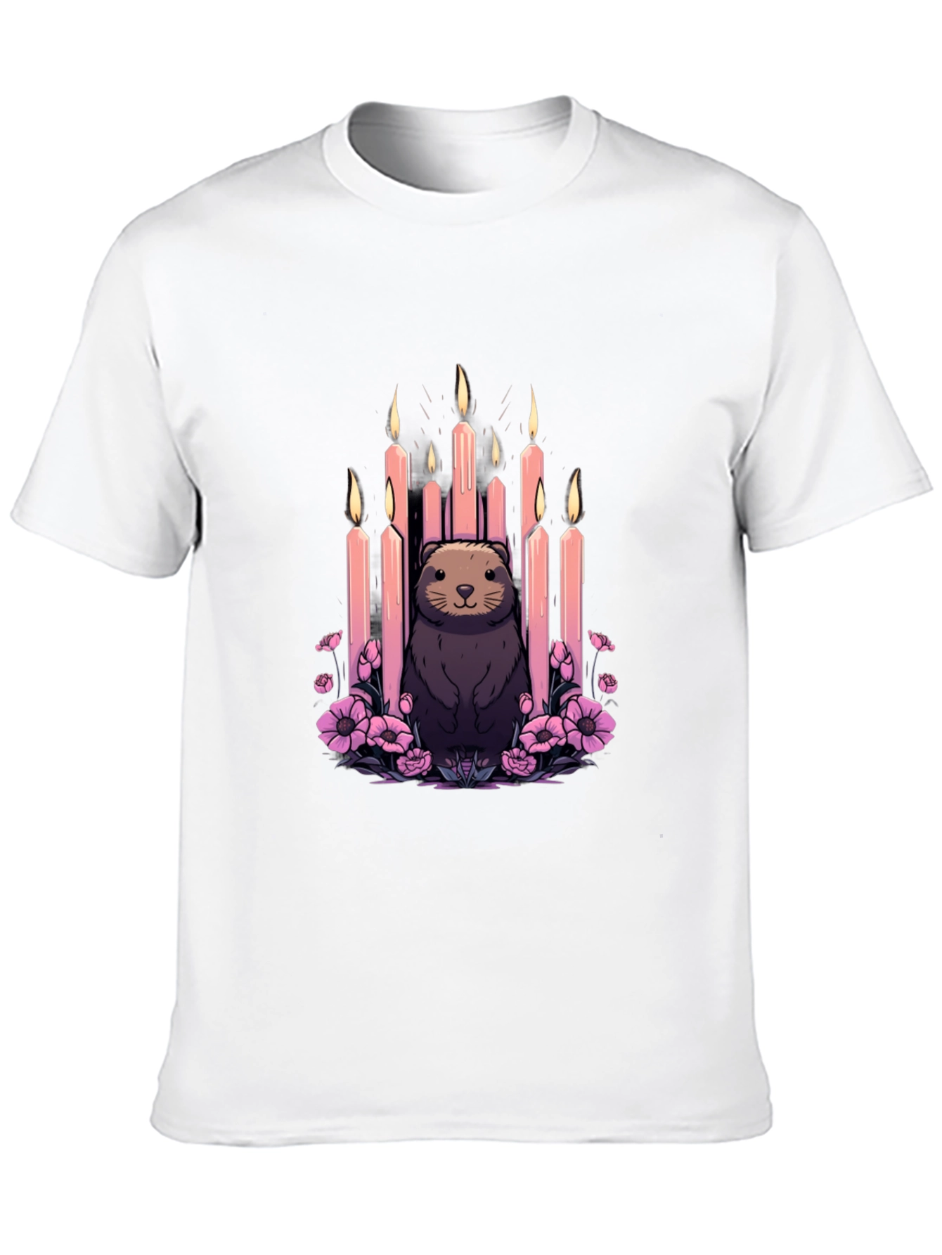 Candle Otter Graphic Tee - Unique Art Shirt