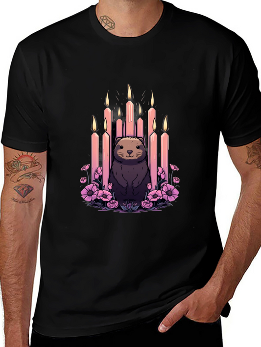 Candle Otter Graphic Tee - Unique Art Shirt