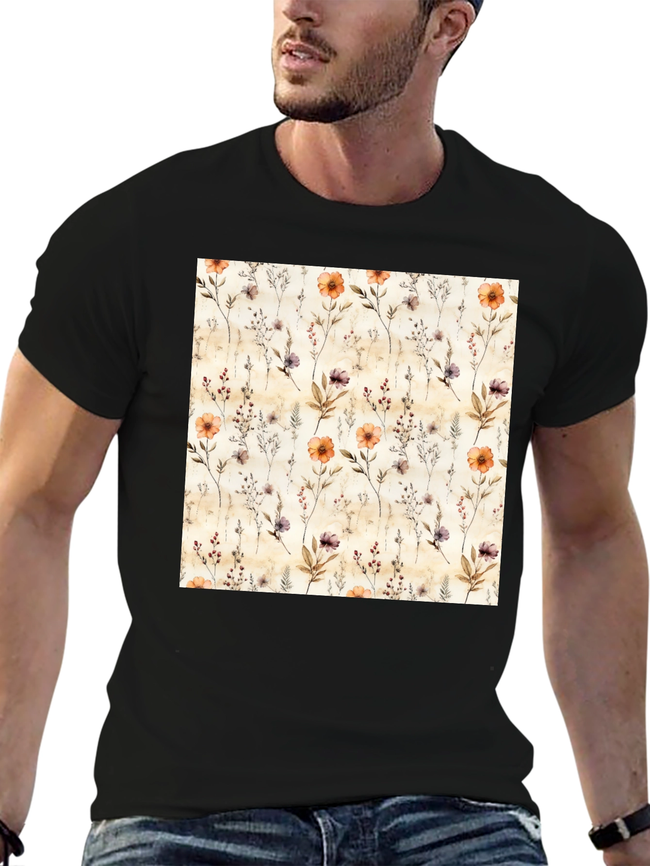 Floral Print Crew Neck T-Shirt