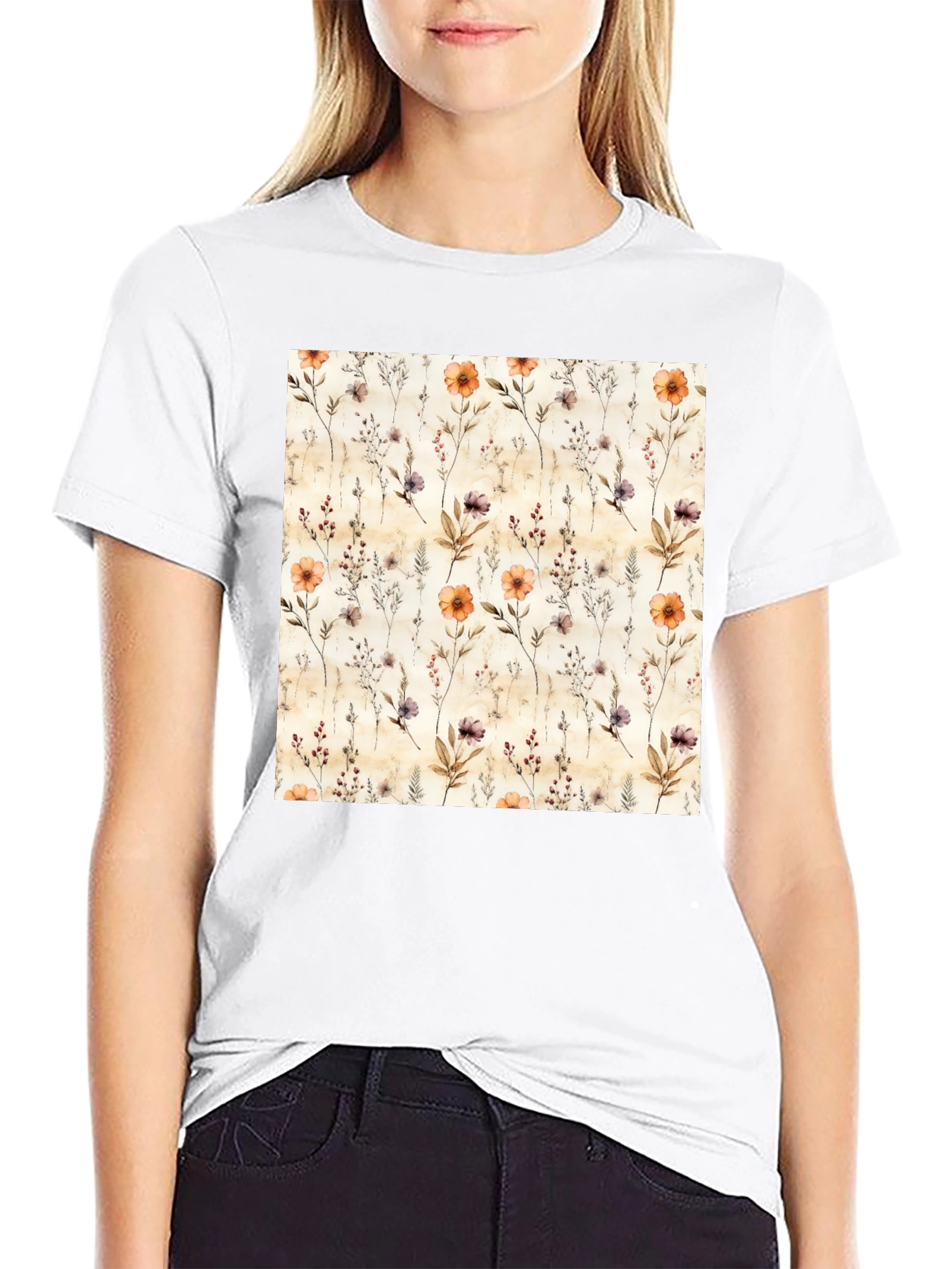 Floral Print Crew Neck T-Shirt