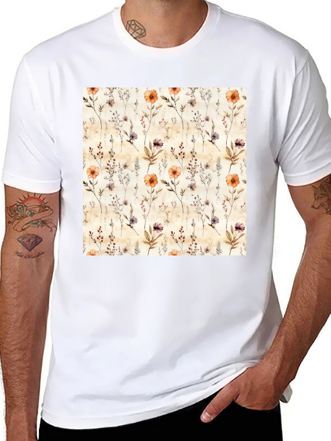 Floral Print Crew Neck T-Shirt