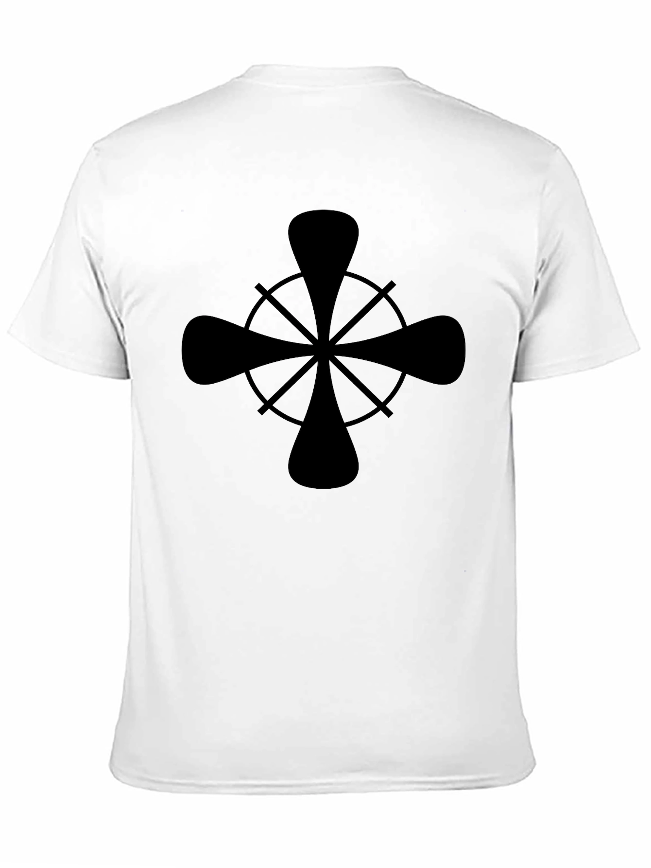 Stylish Black Graphic Tee - Nautical Wheel Design