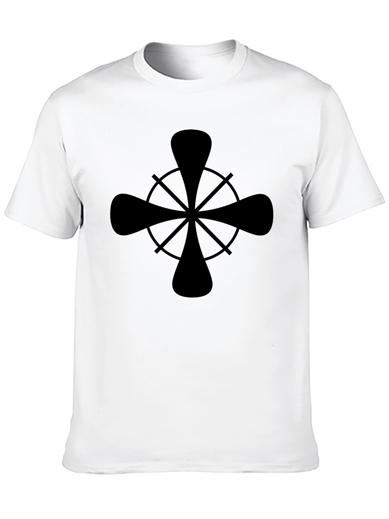 Stylish Black Graphic Tee - Nautical Wheel Design