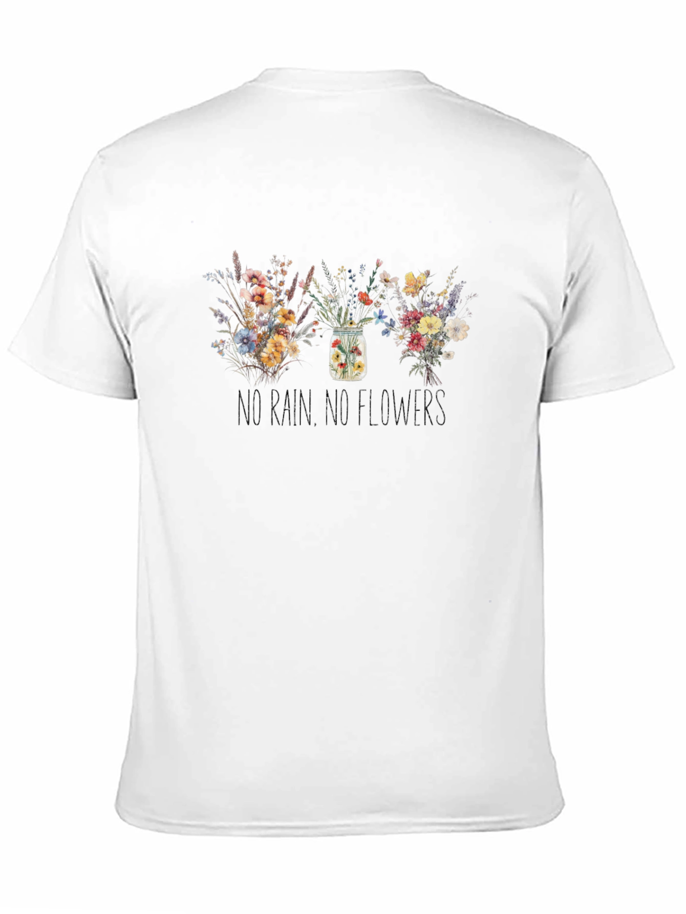Floral No Rain No Flowers Black T-Shirt