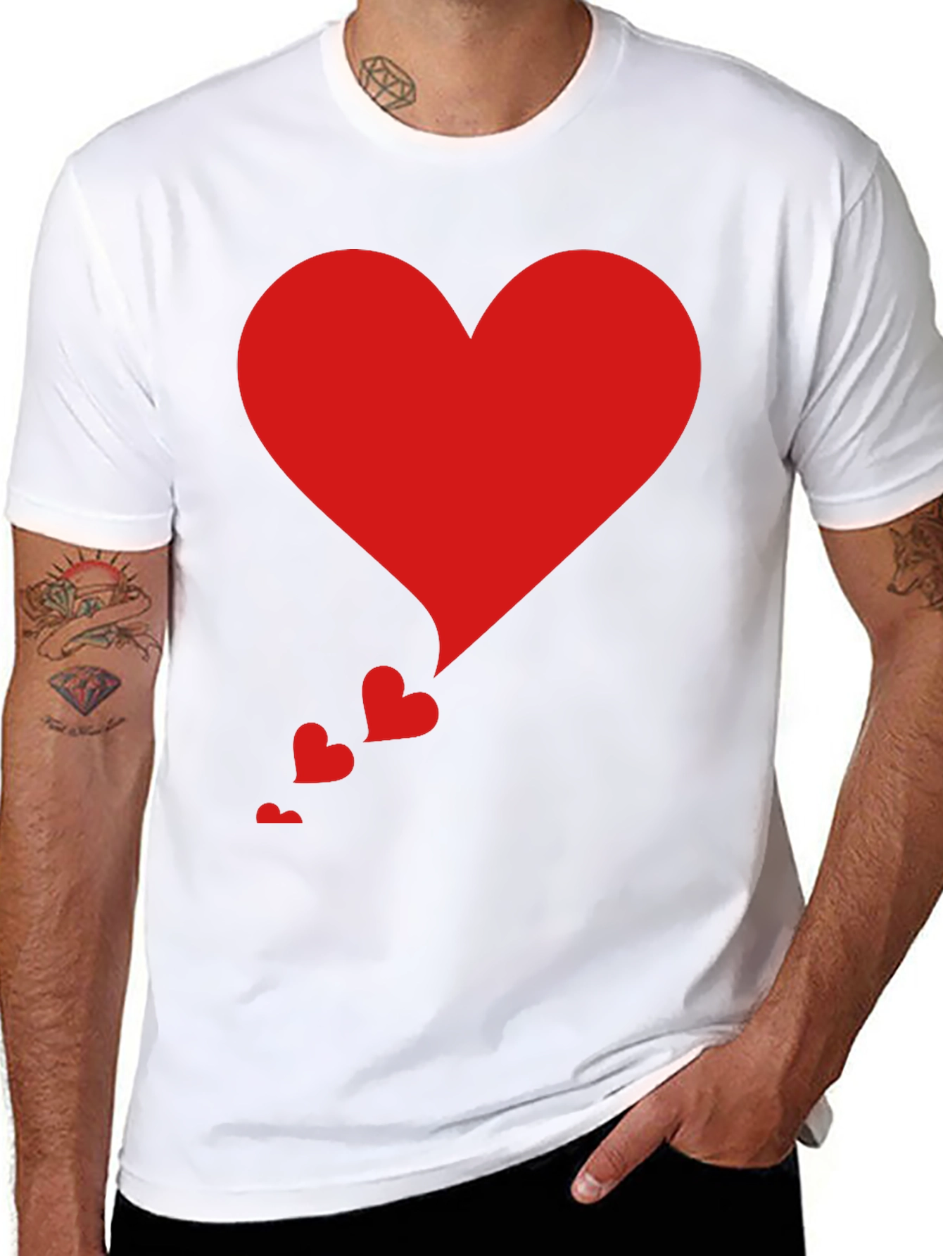 Heart Cascade Tee - Stylish Black T-Shirt