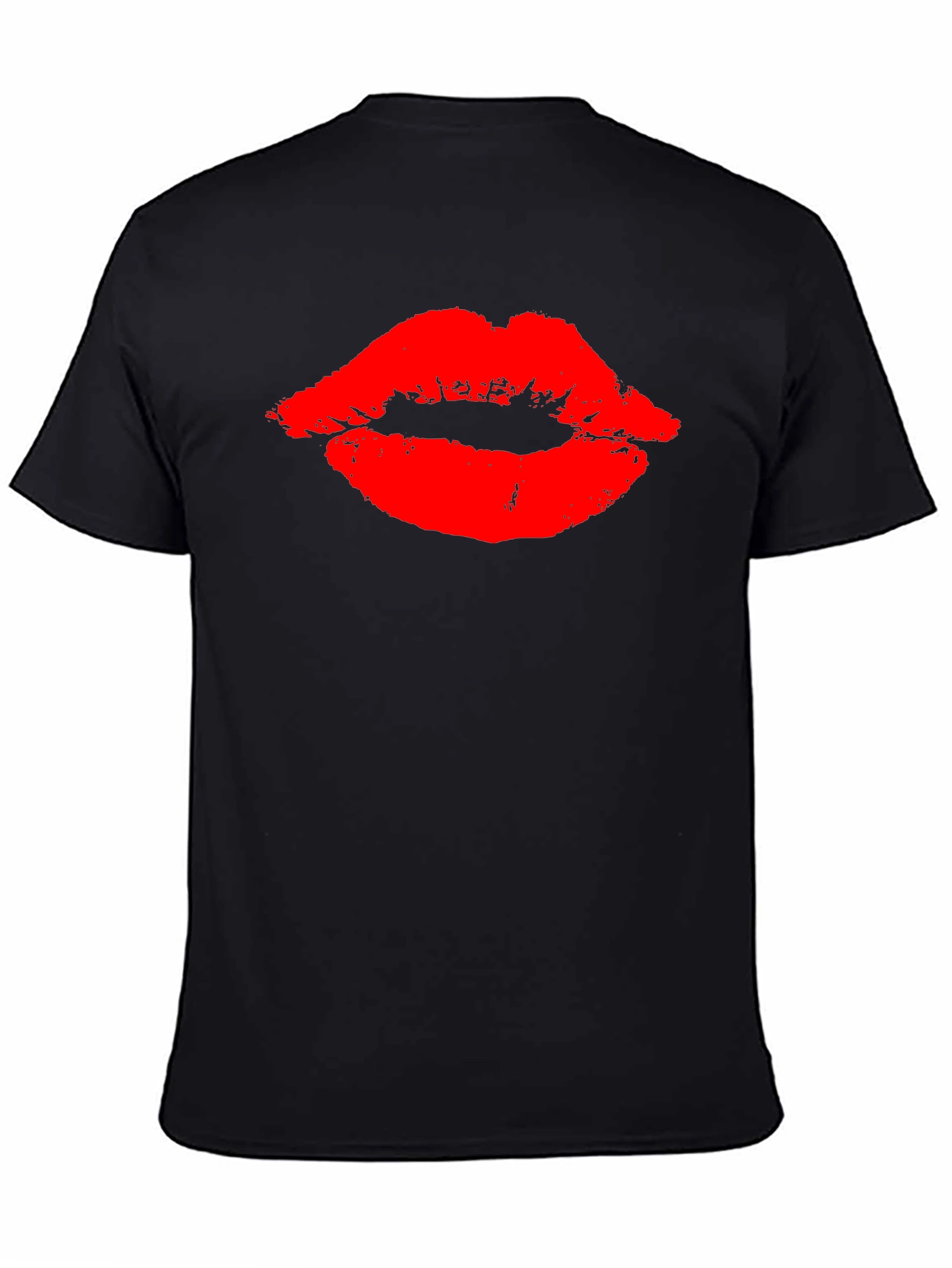 Bold Red Lips Graphic Black T-Shirt