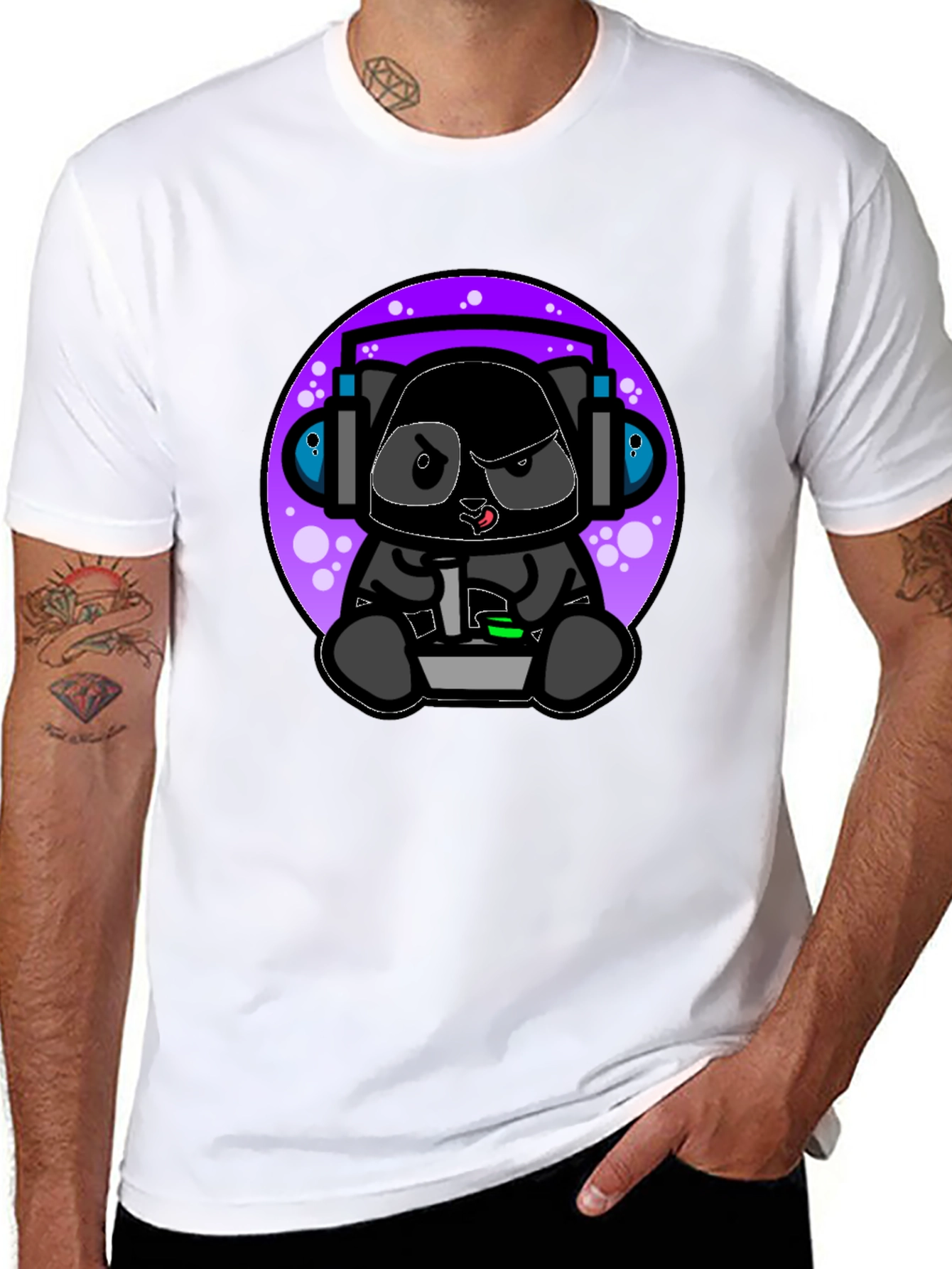 Gamer Panda Black T-Shirt