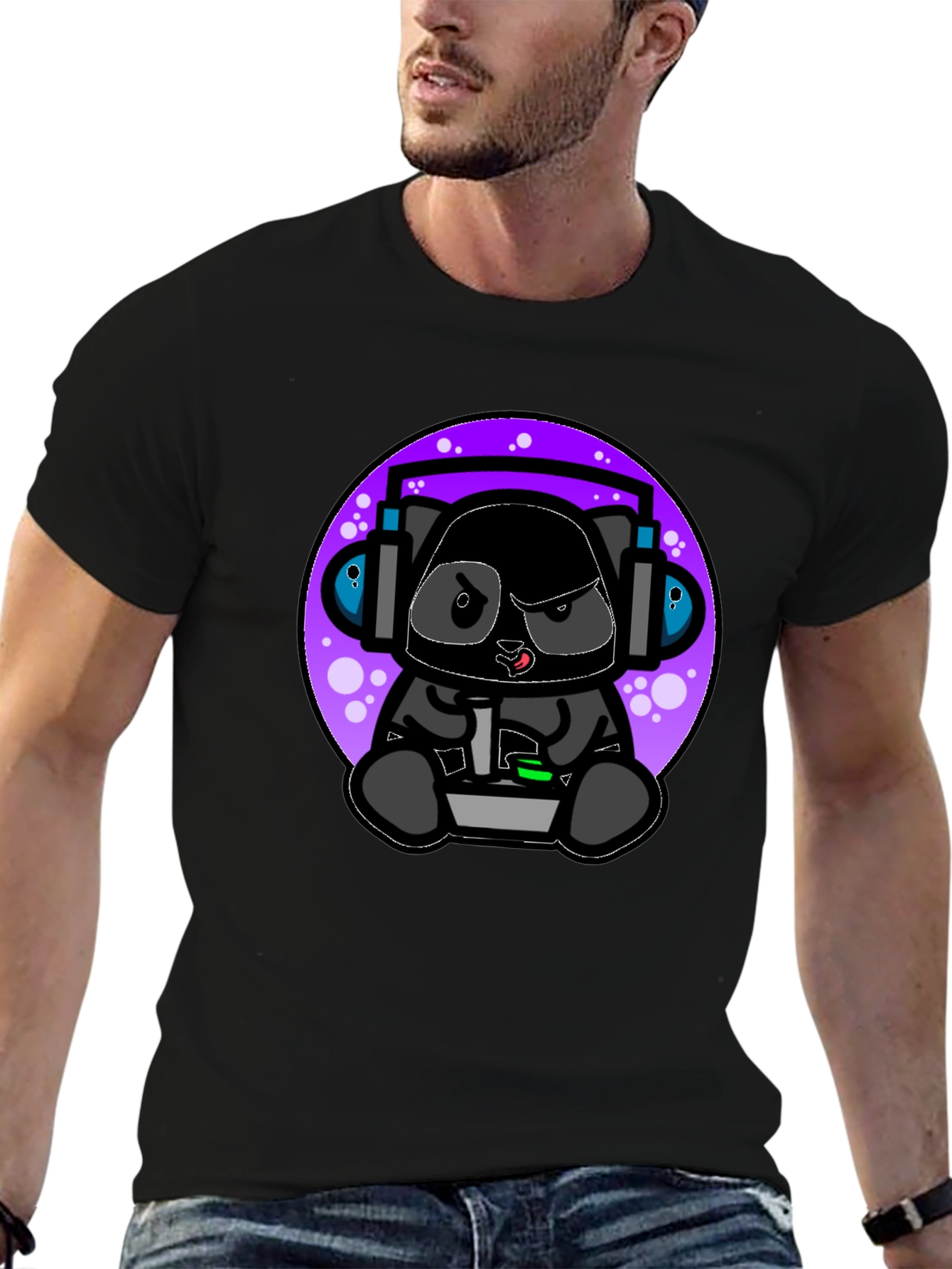 Gamer Panda Black T-Shirt