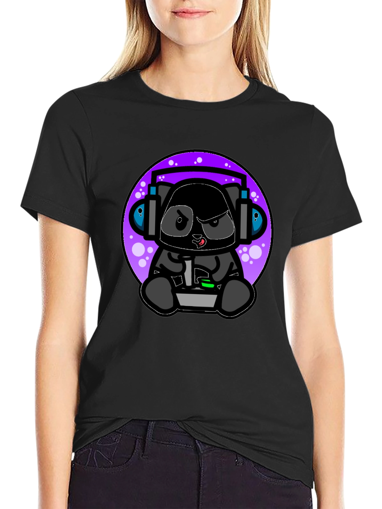 Gamer Panda Black T-Shirt