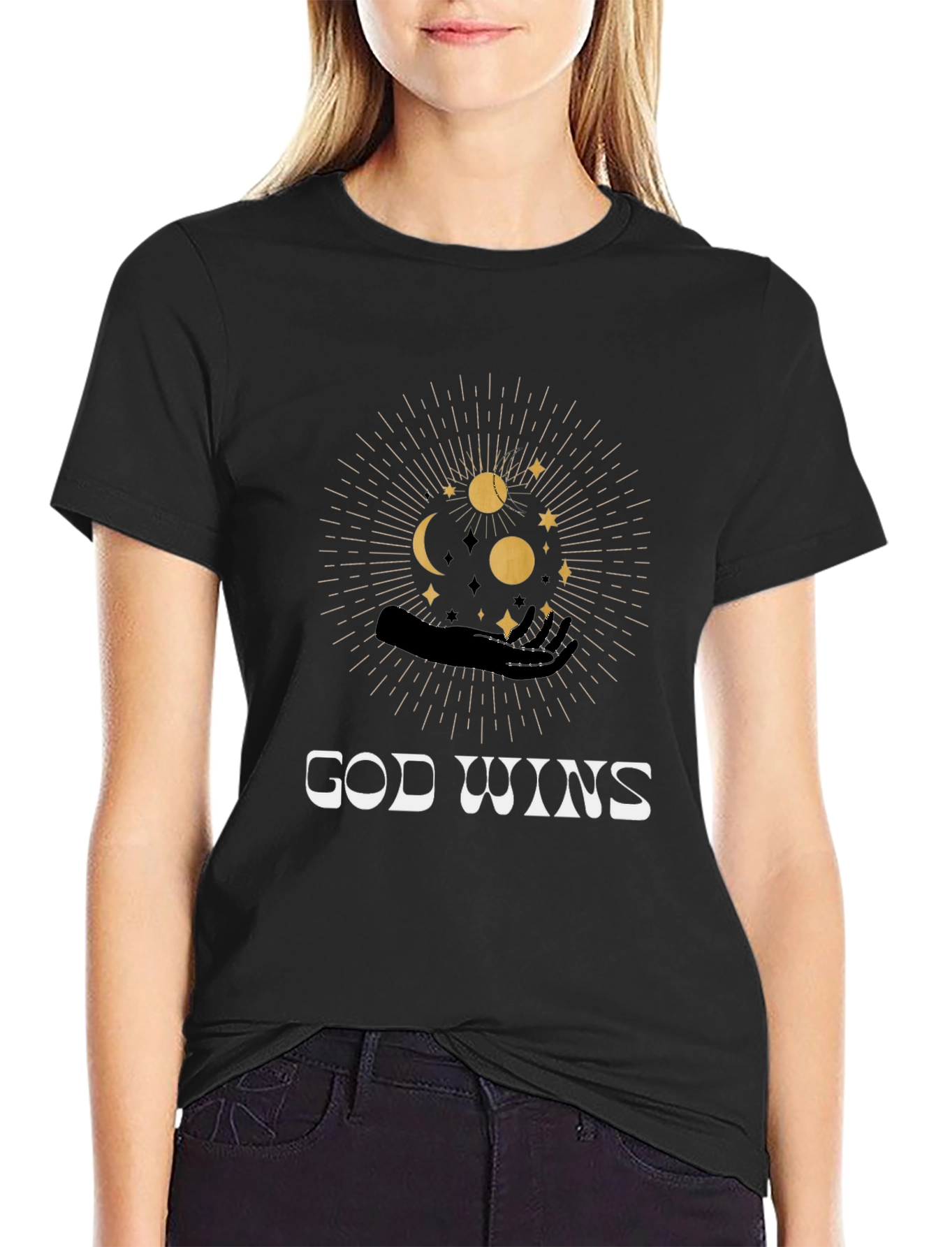 God Wins Graphic Black T-Shirt