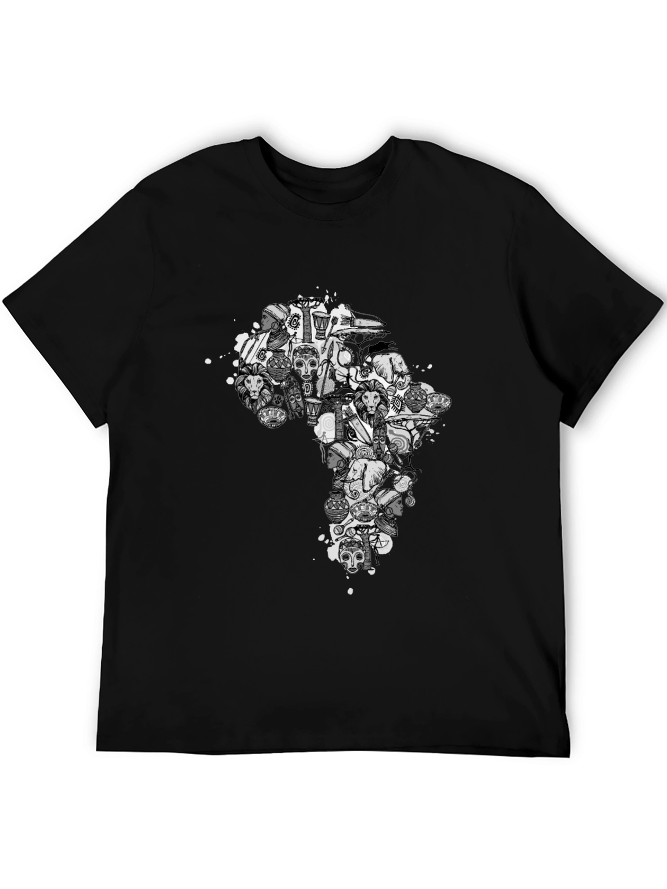 African Art Print Black T-Shirt