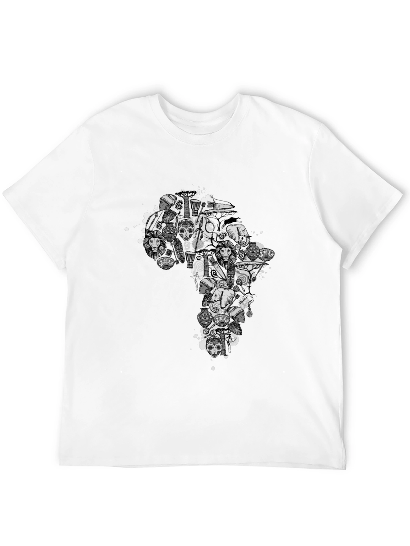 African Art Print Black T-Shirt