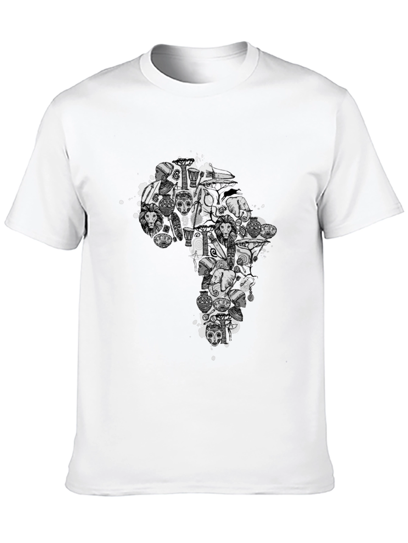 African Art Print Black T-Shirt