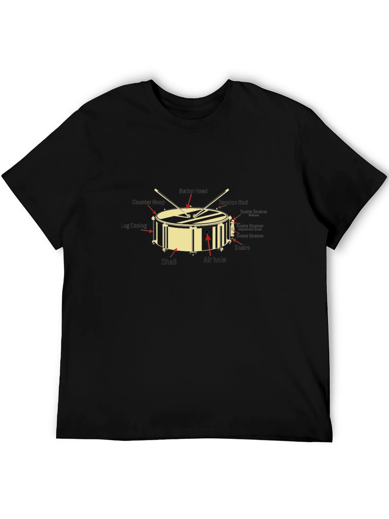 Drum Anatomy Graphic T-Shirt - Music Lover Tee