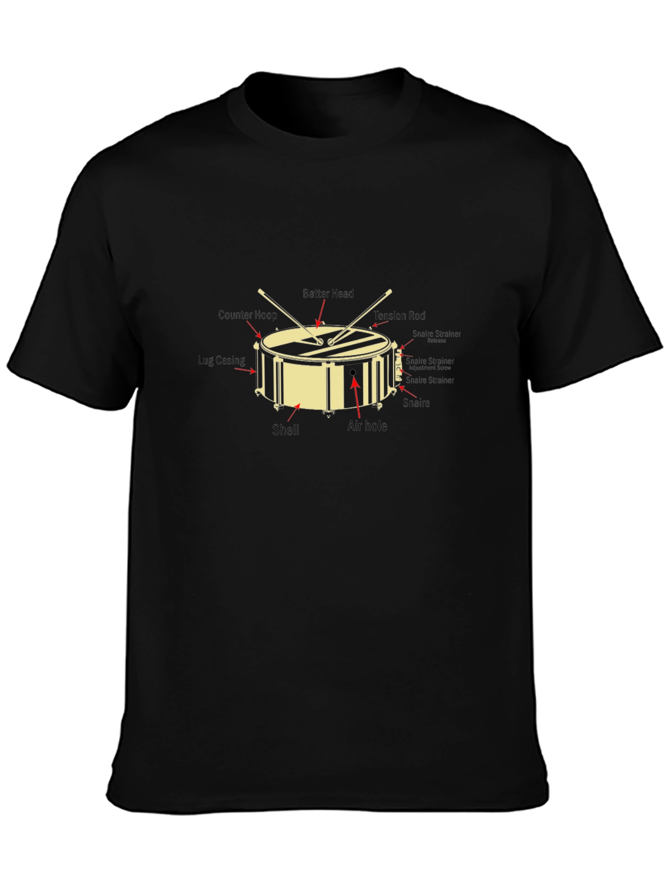 Drum Anatomy Graphic T-Shirt - Music Lover Tee