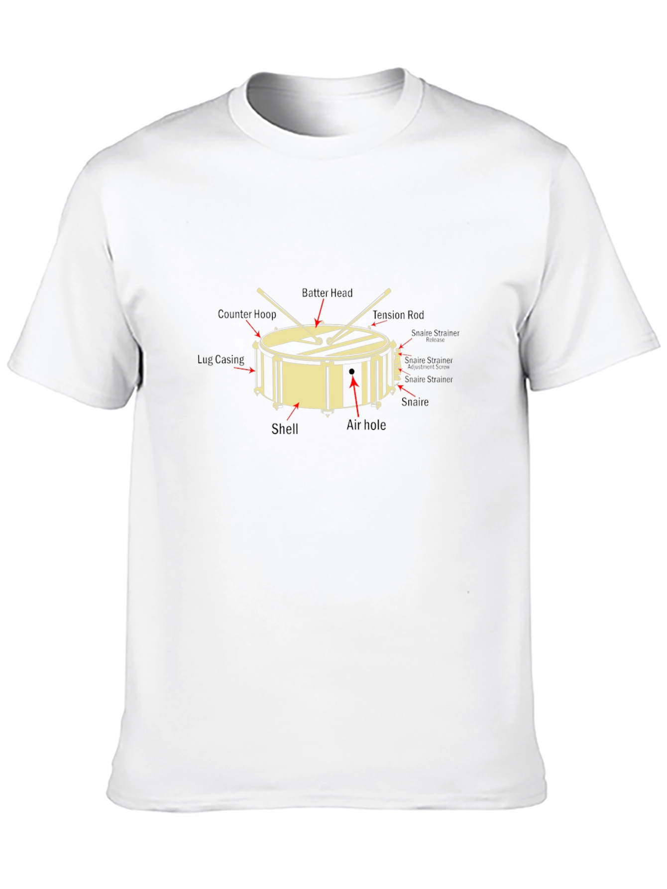 Drum Anatomy Graphic T-Shirt - Music Lover Tee