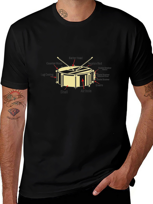 Drum Anatomy Graphic T-Shirt - Music Lover Tee