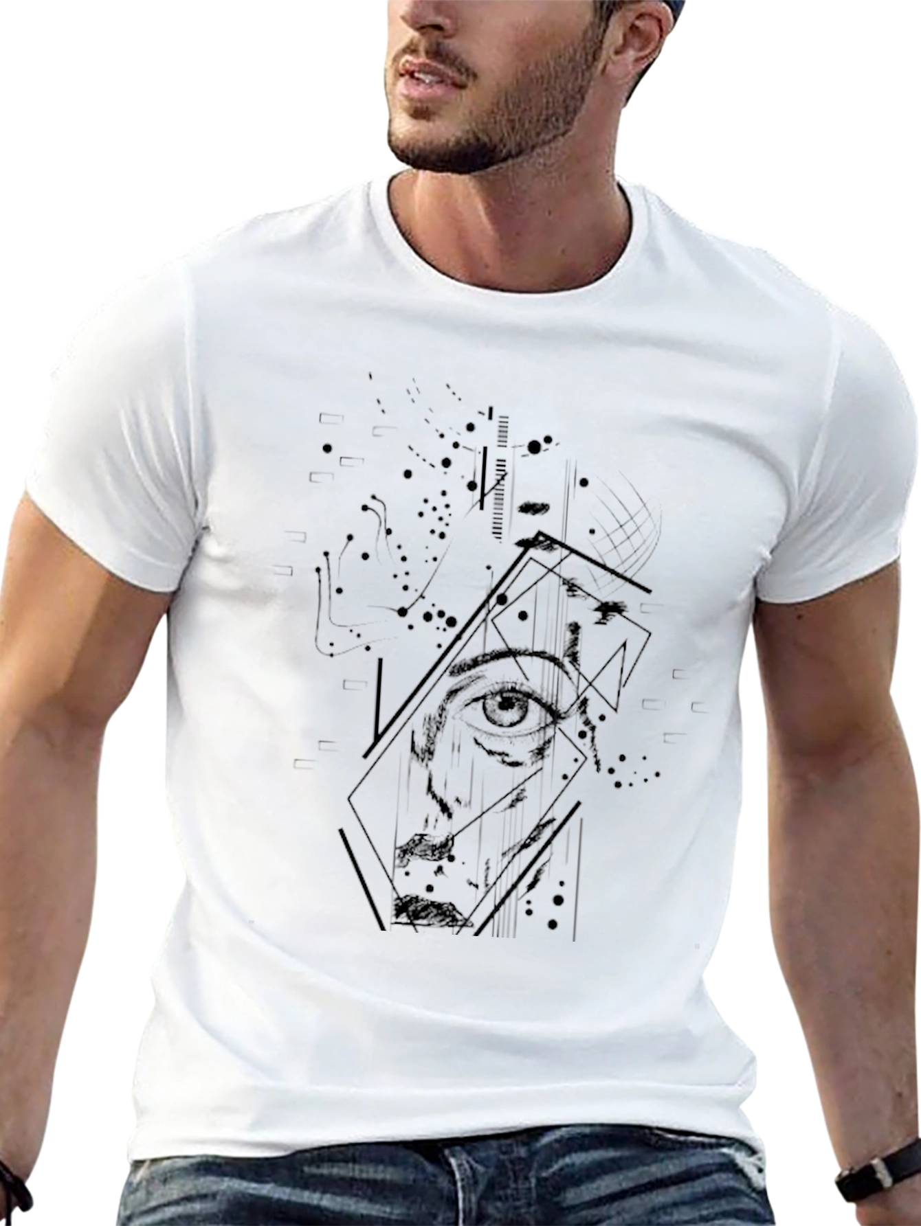 Abstract Face Graphic Black T-Shirt