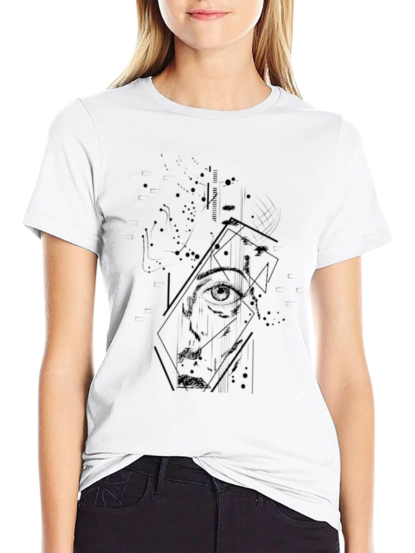 Abstract Face Graphic Black T-Shirt