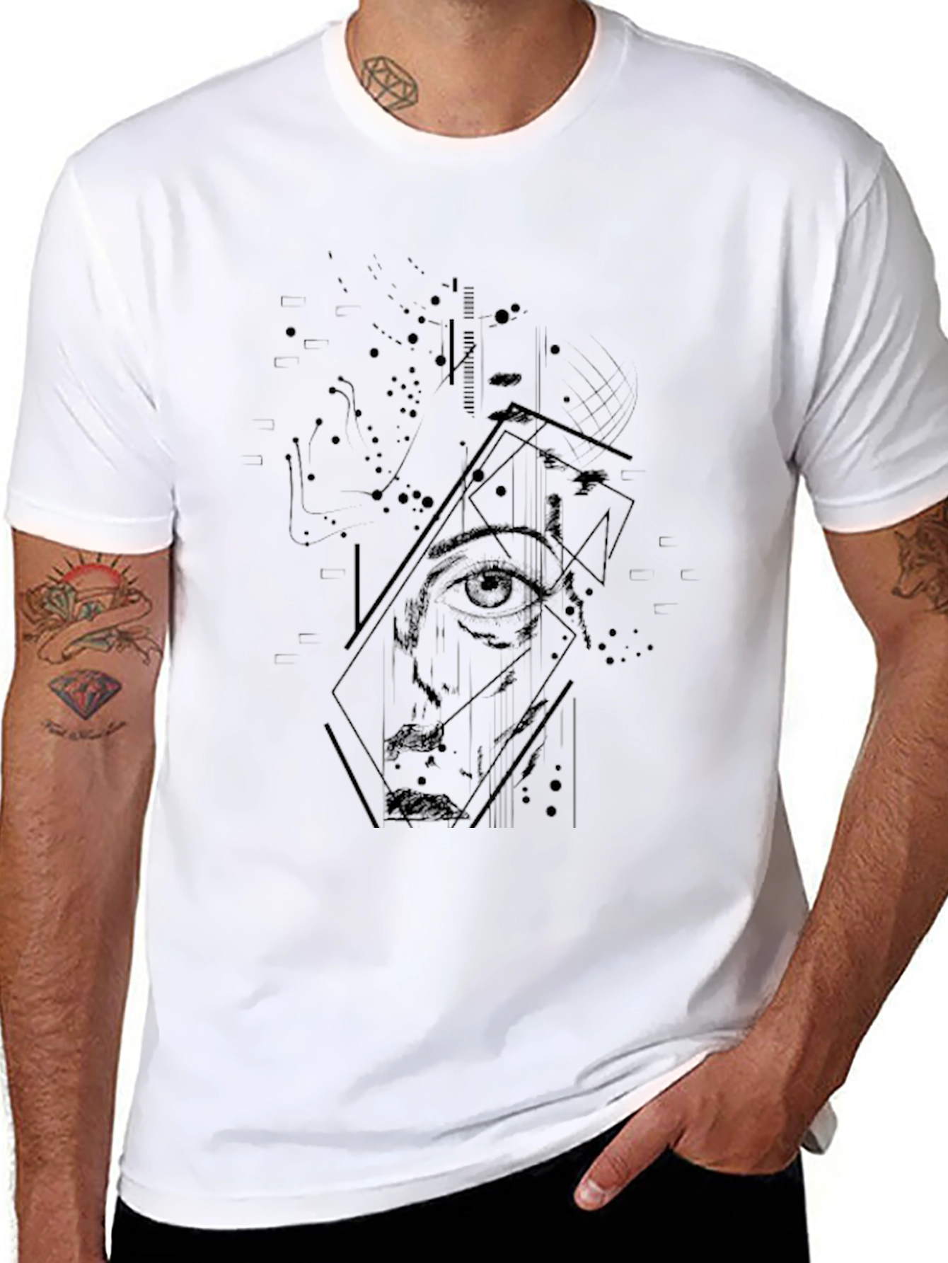 Abstract Face Graphic Black T-Shirt