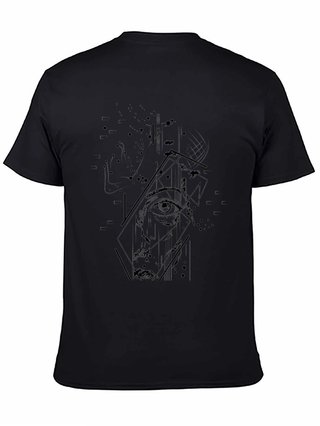 Abstract Face Graphic Black T-Shirt