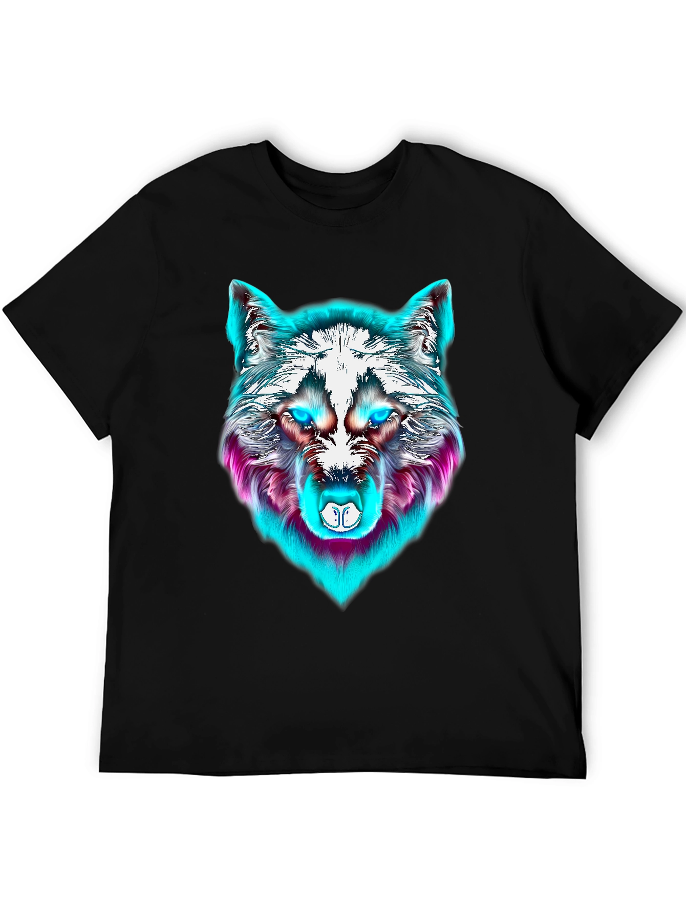 Neon Wolf Graphic Tee - Mens Black T-Shirt