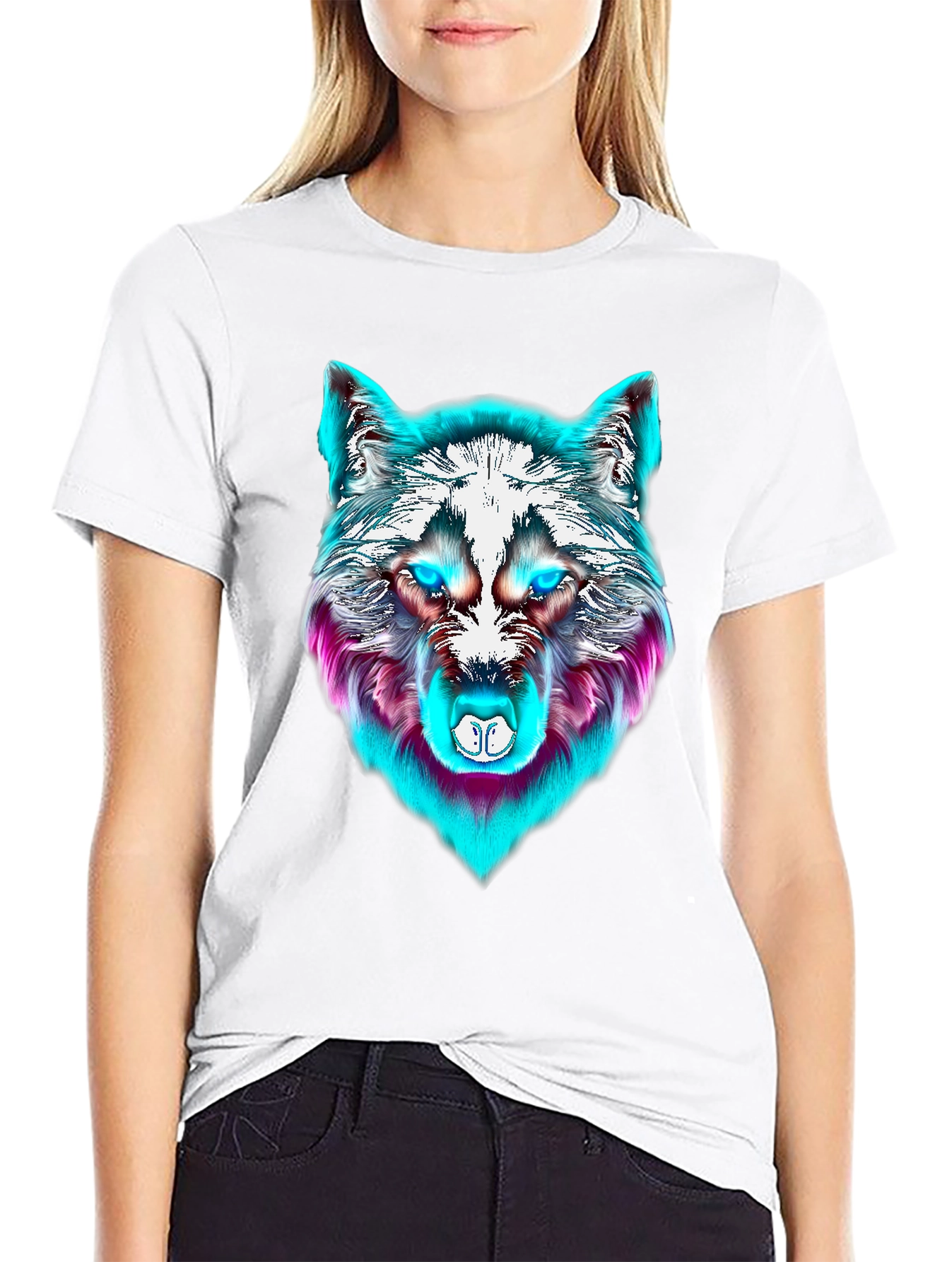 Neon Wolf Graphic Tee - Mens Black T-Shirt