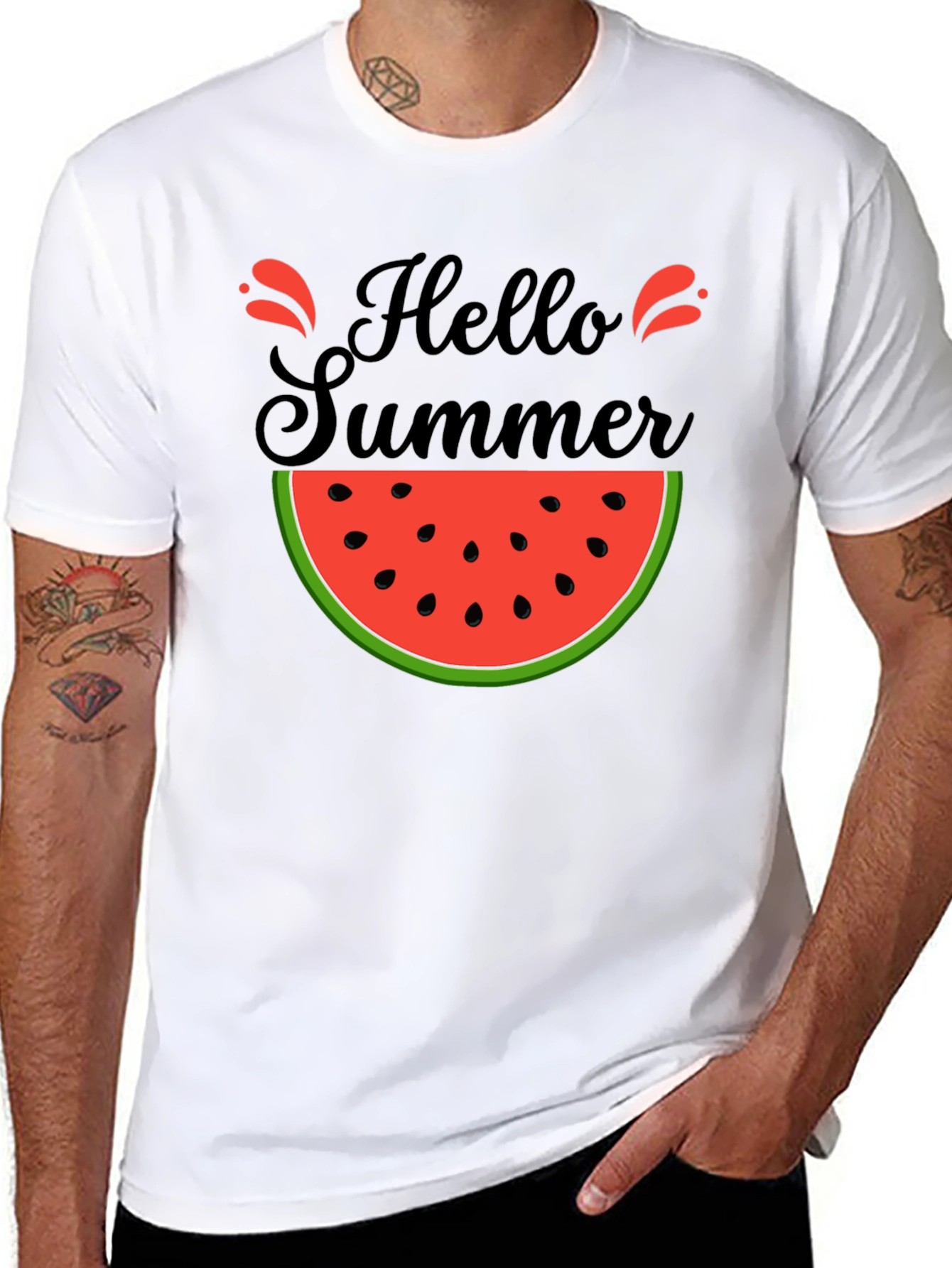 Hello Summer Watermelon Graphic T-Shirt
