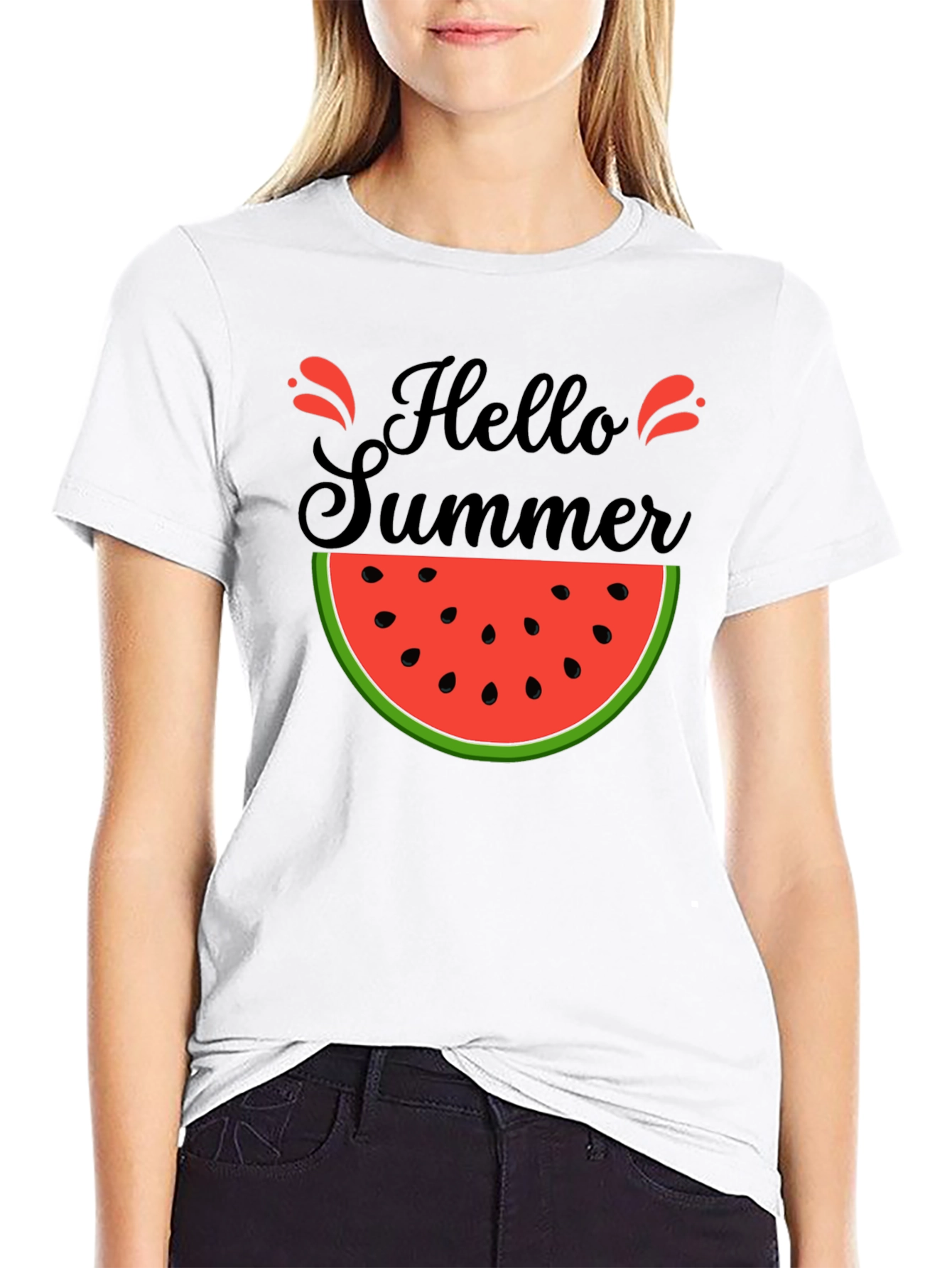 Hello Summer Watermelon Graphic T-Shirt