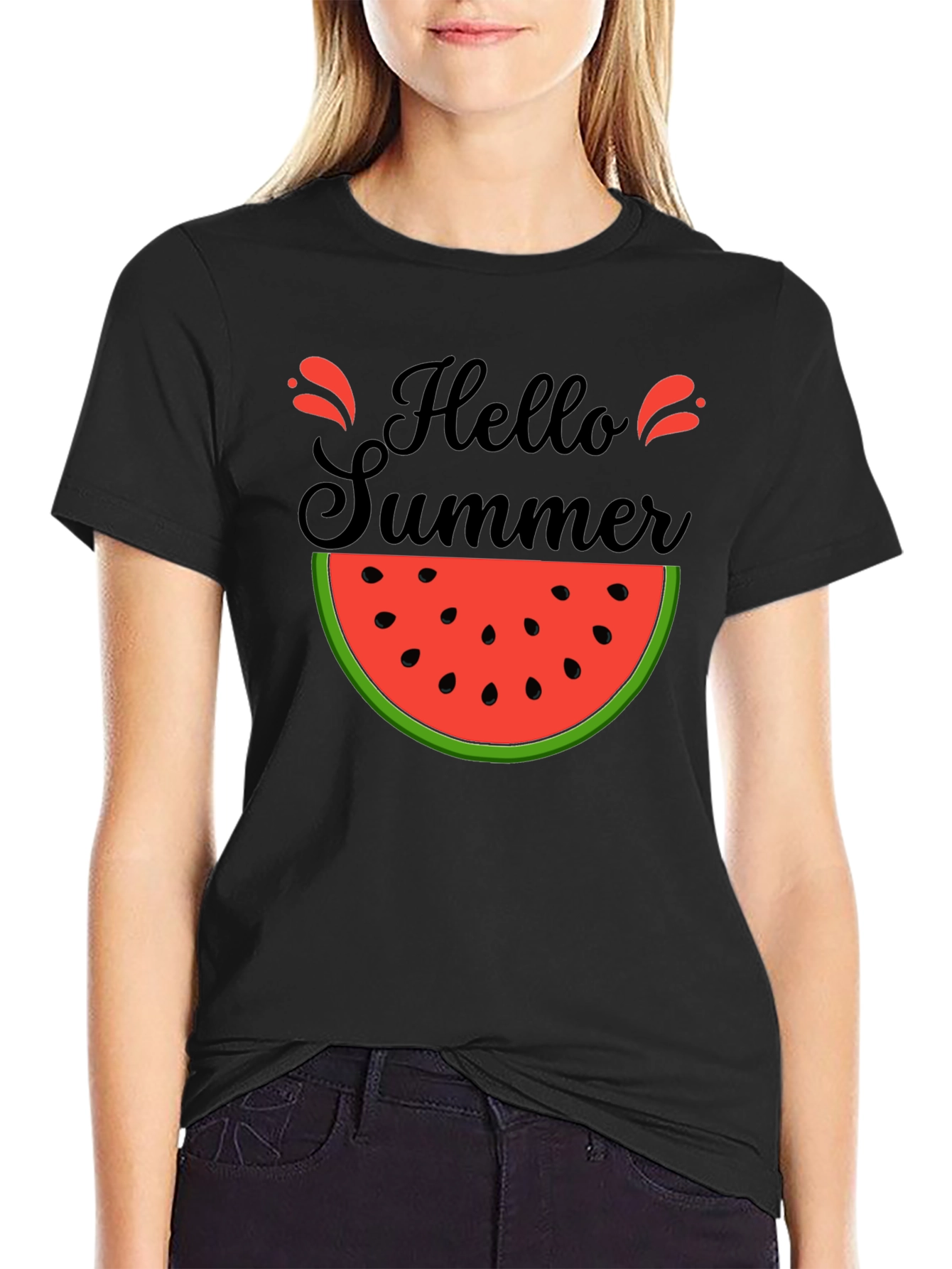 Hello Summer Watermelon Graphic T-Shirt