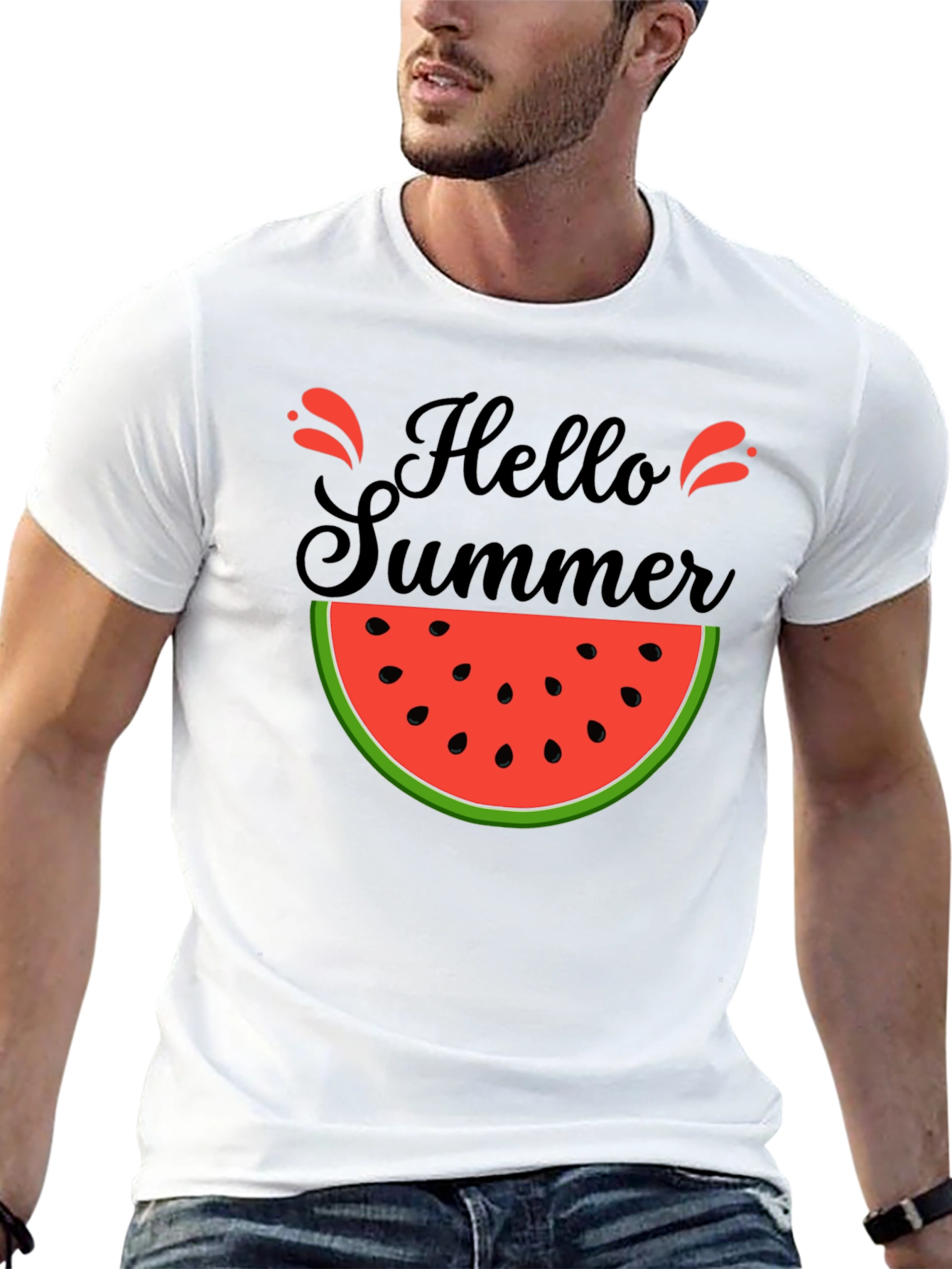 Hello Summer Watermelon Graphic T-Shirt
