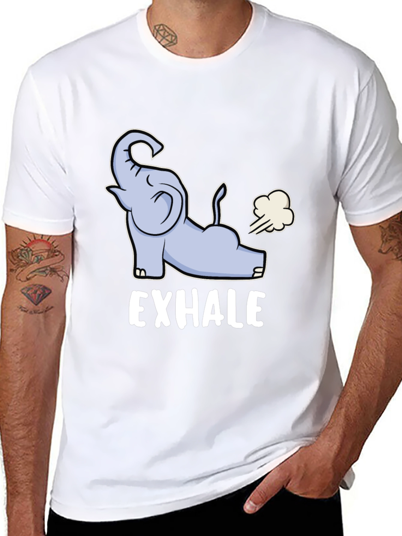 Exhale Elephant Graphic Tee - Casual Comfort