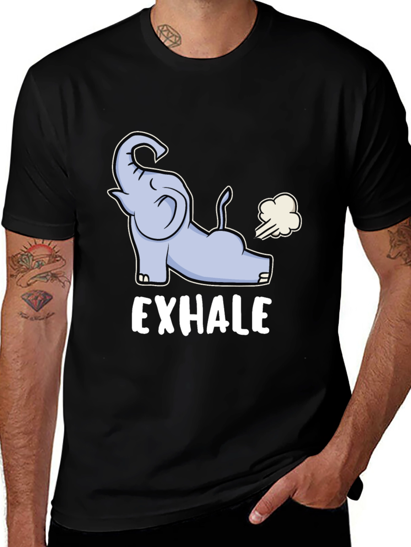 Exhale Elephant Graphic Tee - Casual Comfort