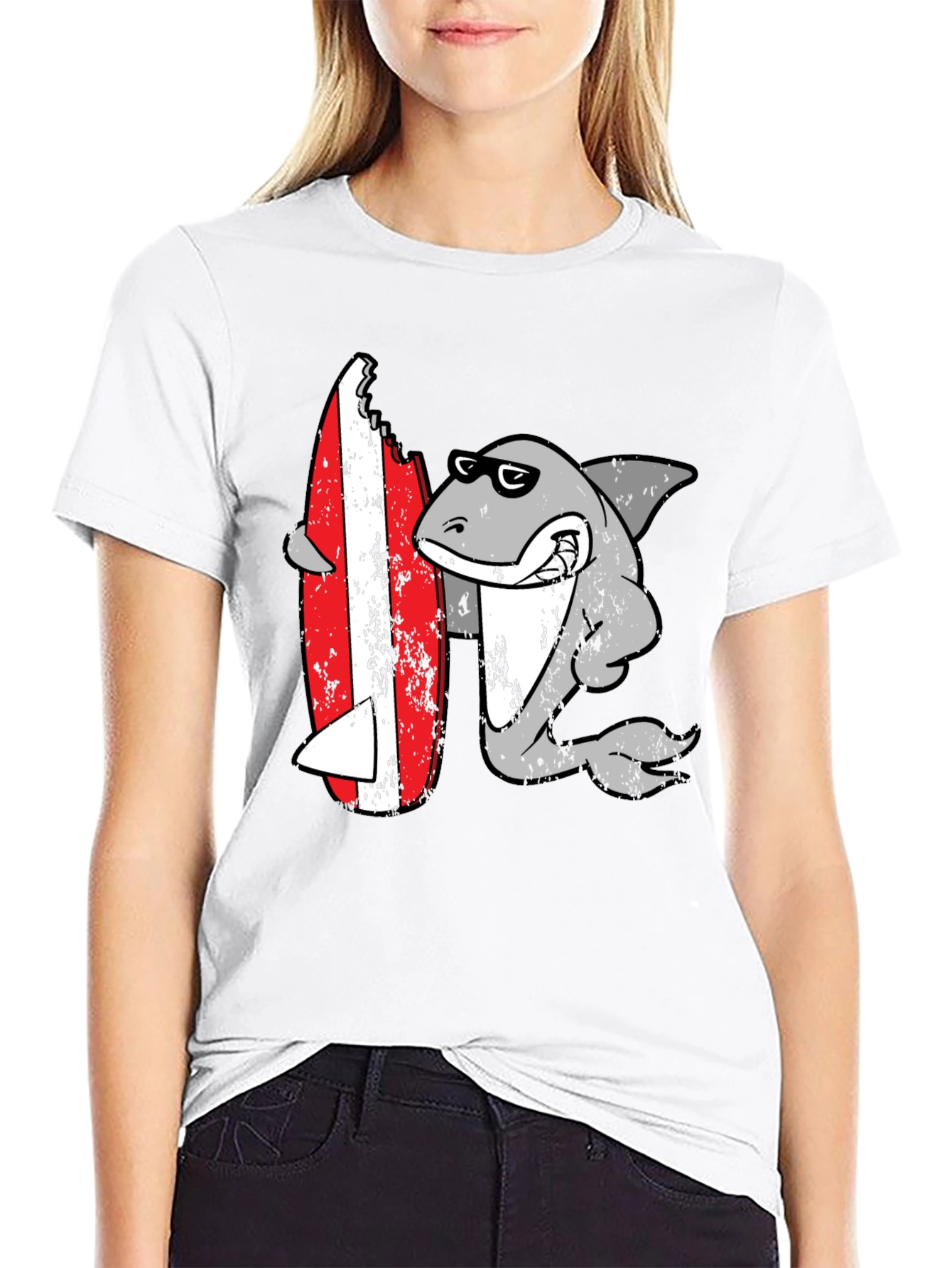 Shark Surfing T-Shirt - Fun Graphic Tee