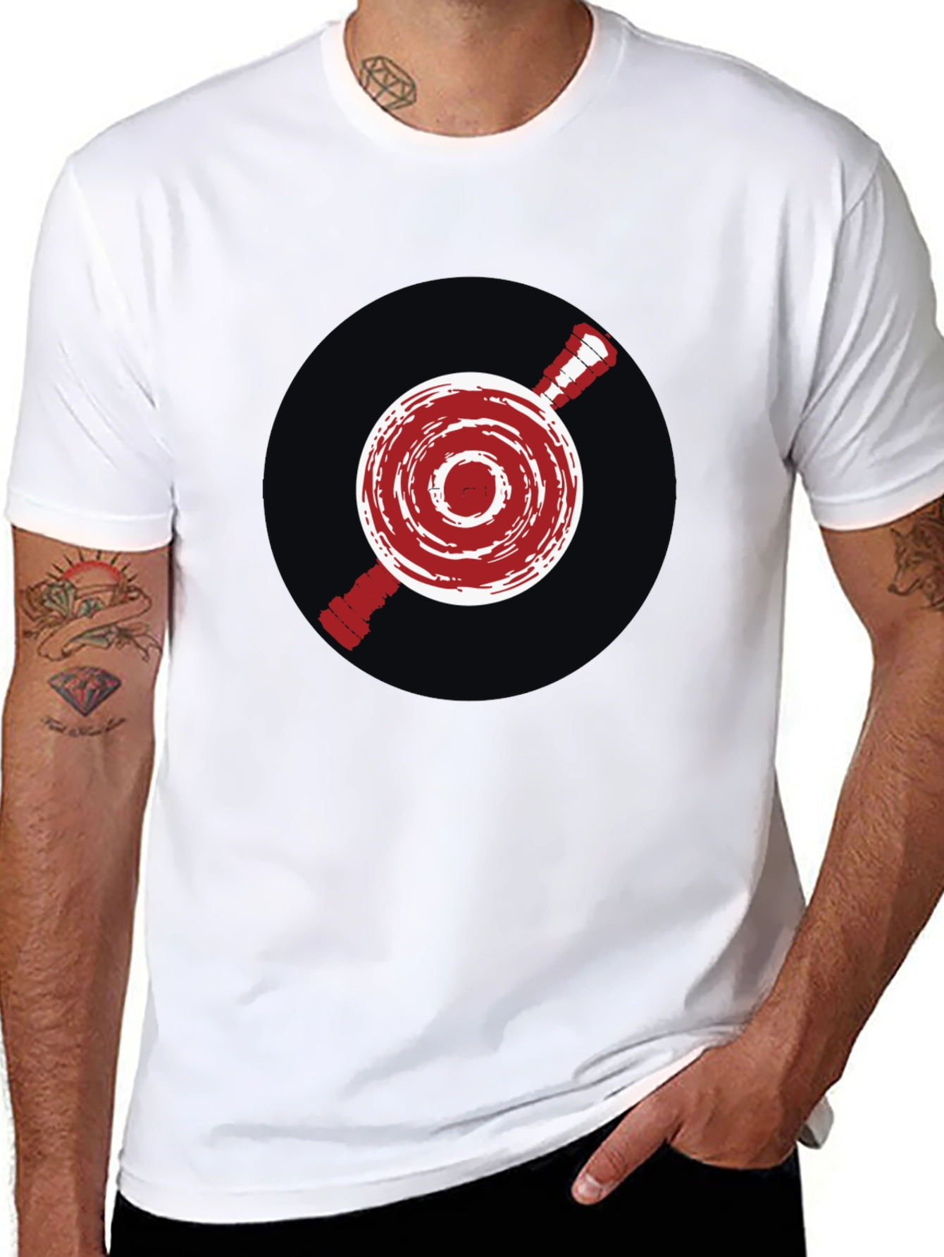 Unique Red Emblem Graphic Print Black T-Shirt