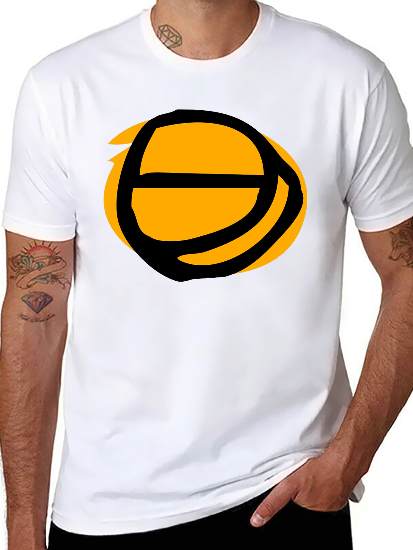 Abstract Basketball Graphic Tee - Black