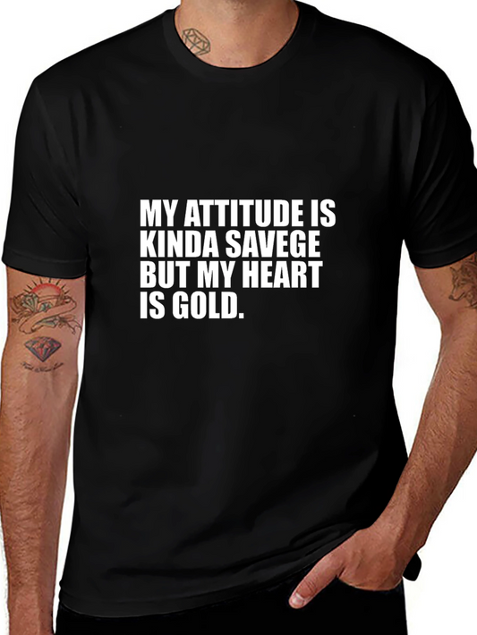 Attitude Savage Heart of Gold Graphic T-Shirt