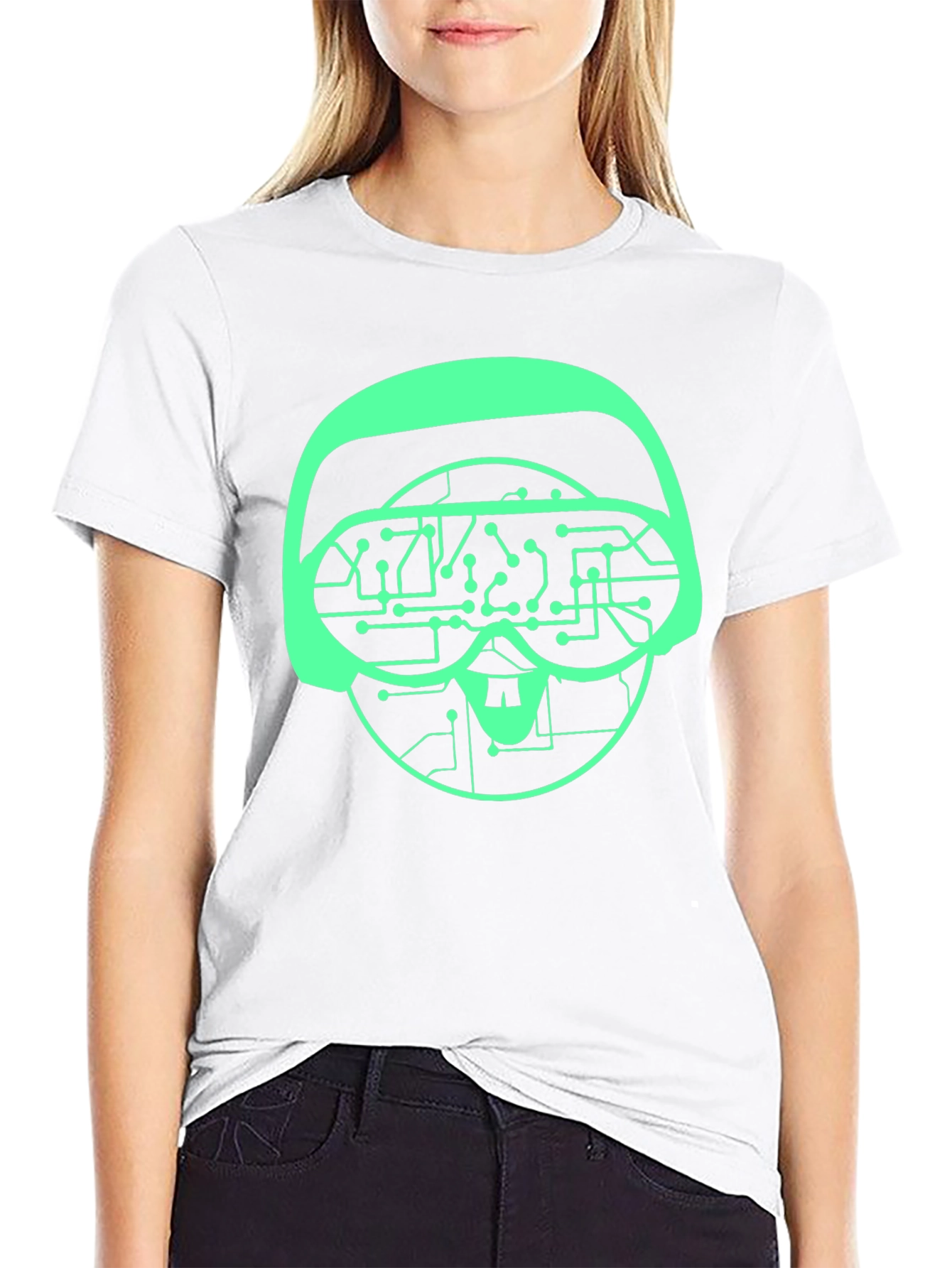 Tech Skull Graphic Tee - VR Headset Circuit Design