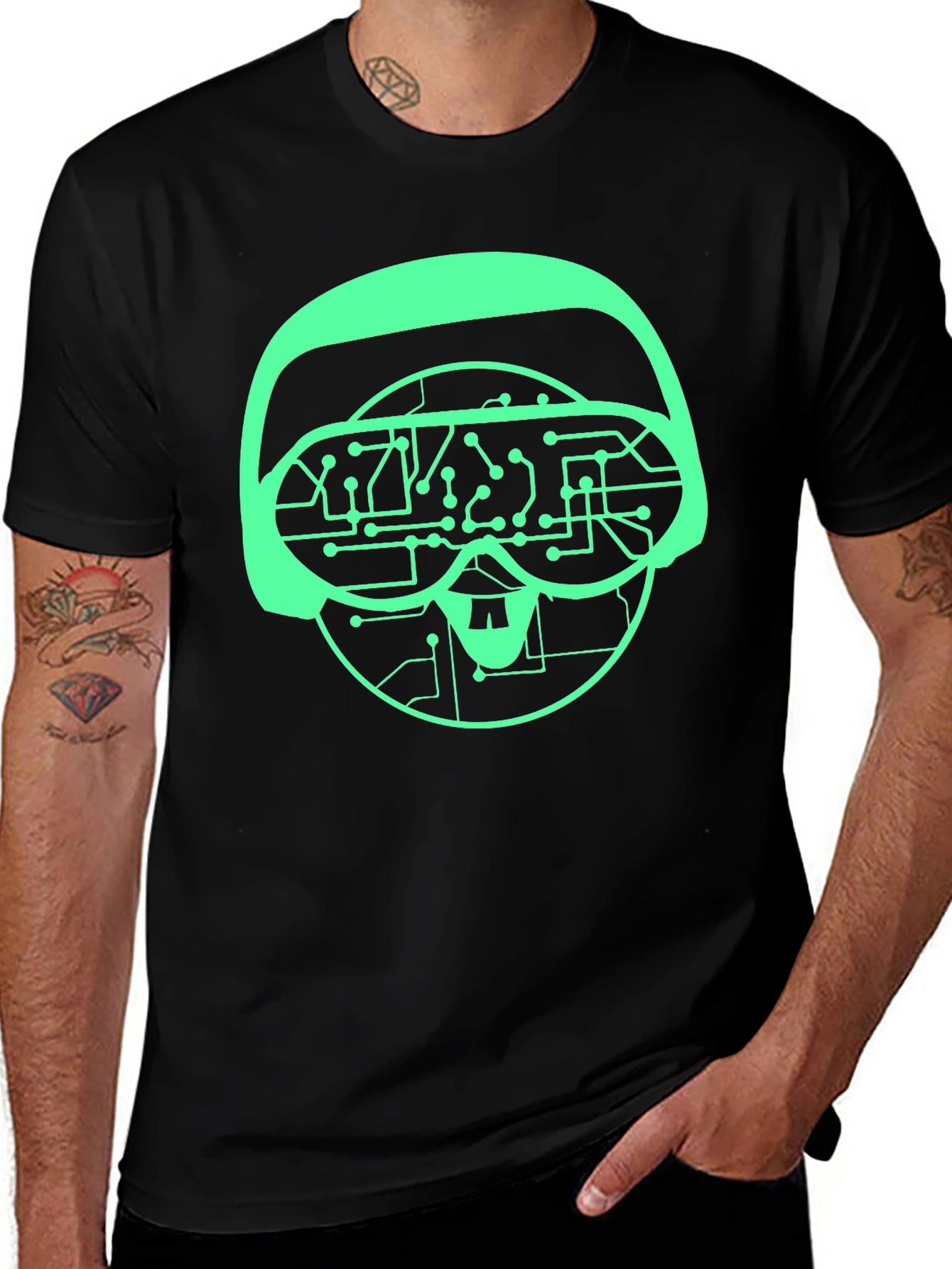 Tech Skull Graphic Tee - VR Headset Circuit Design