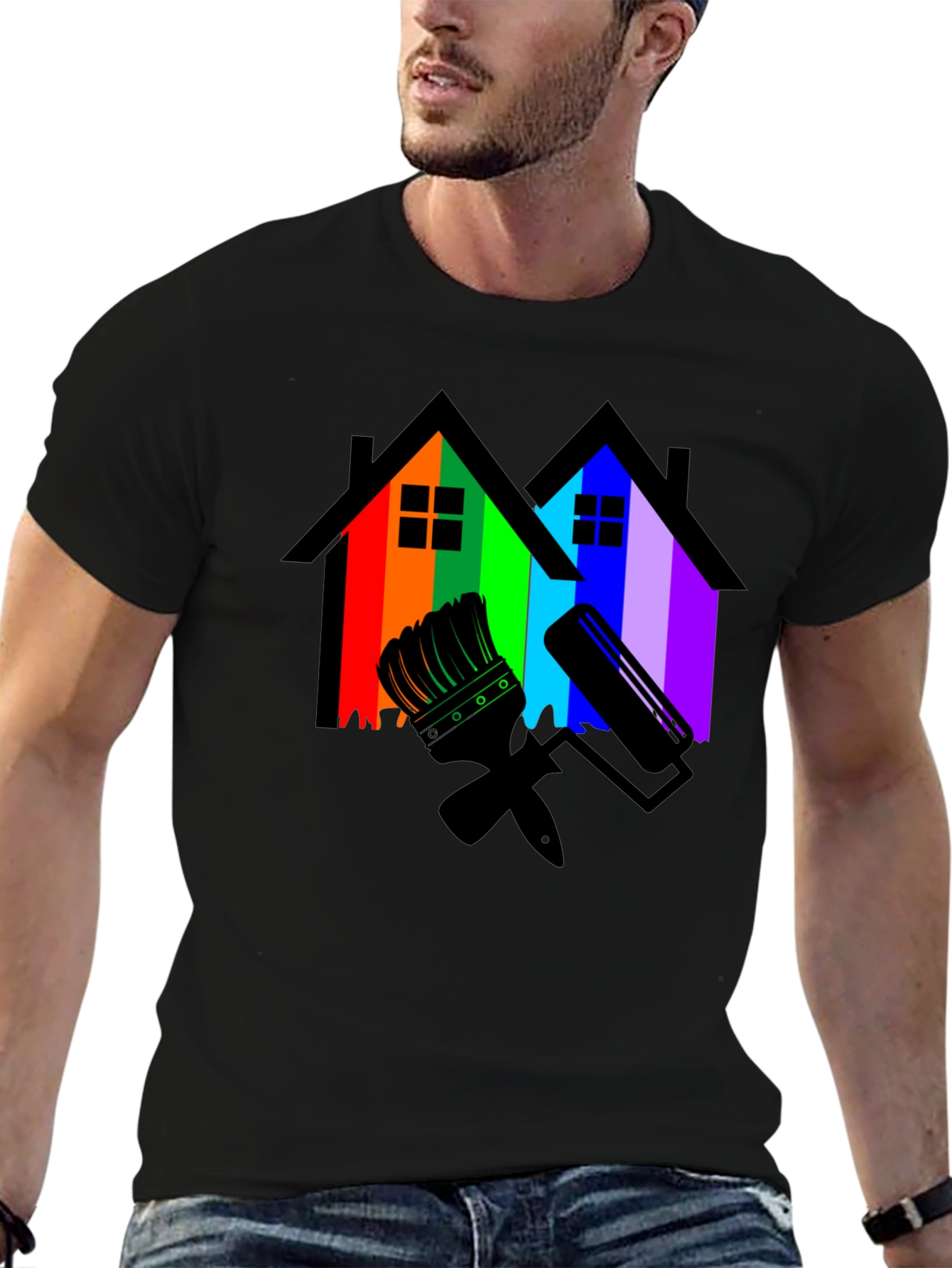 Rainbow House Painting T-Shirt
