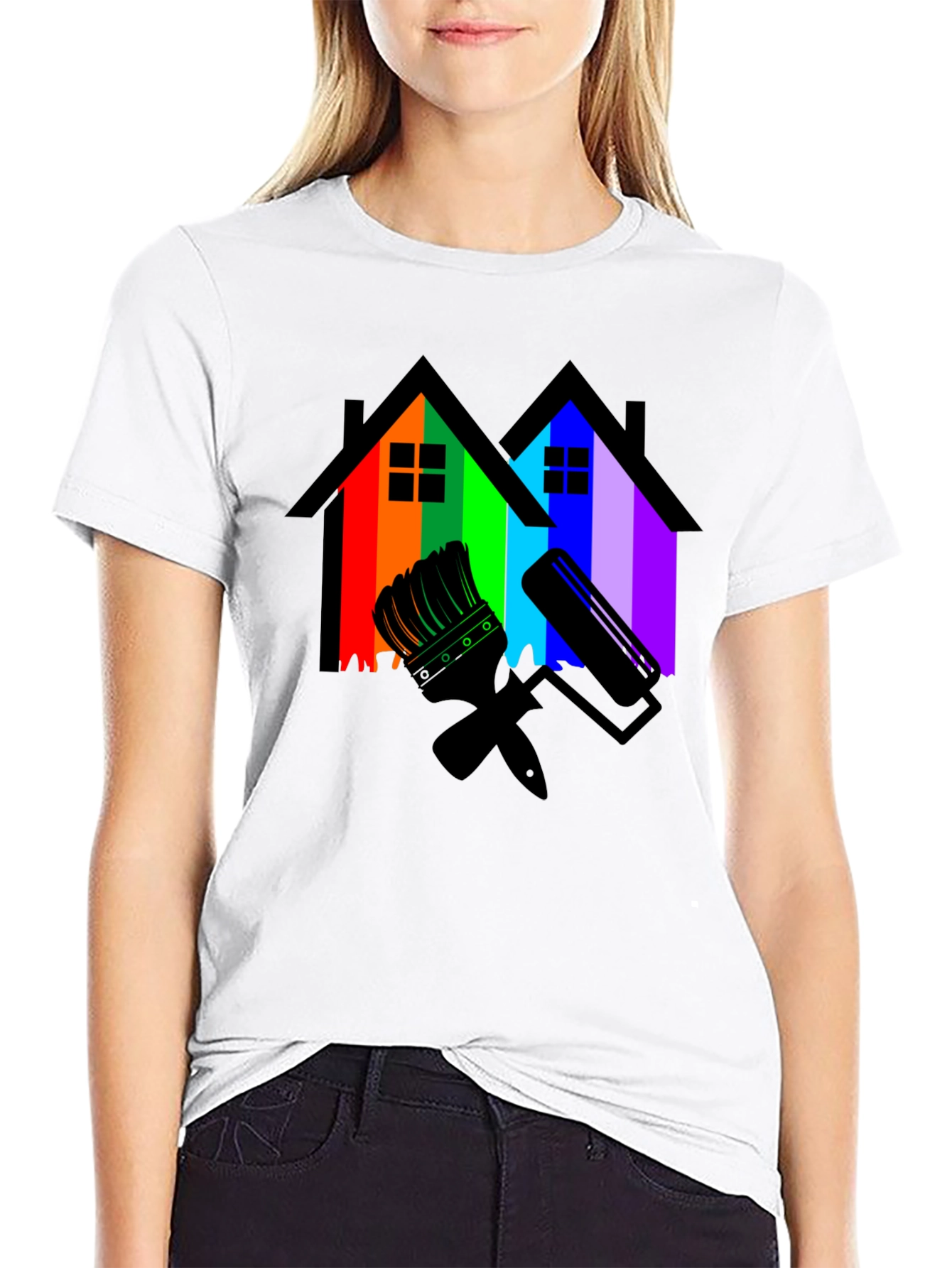 Rainbow House Painting T-Shirt