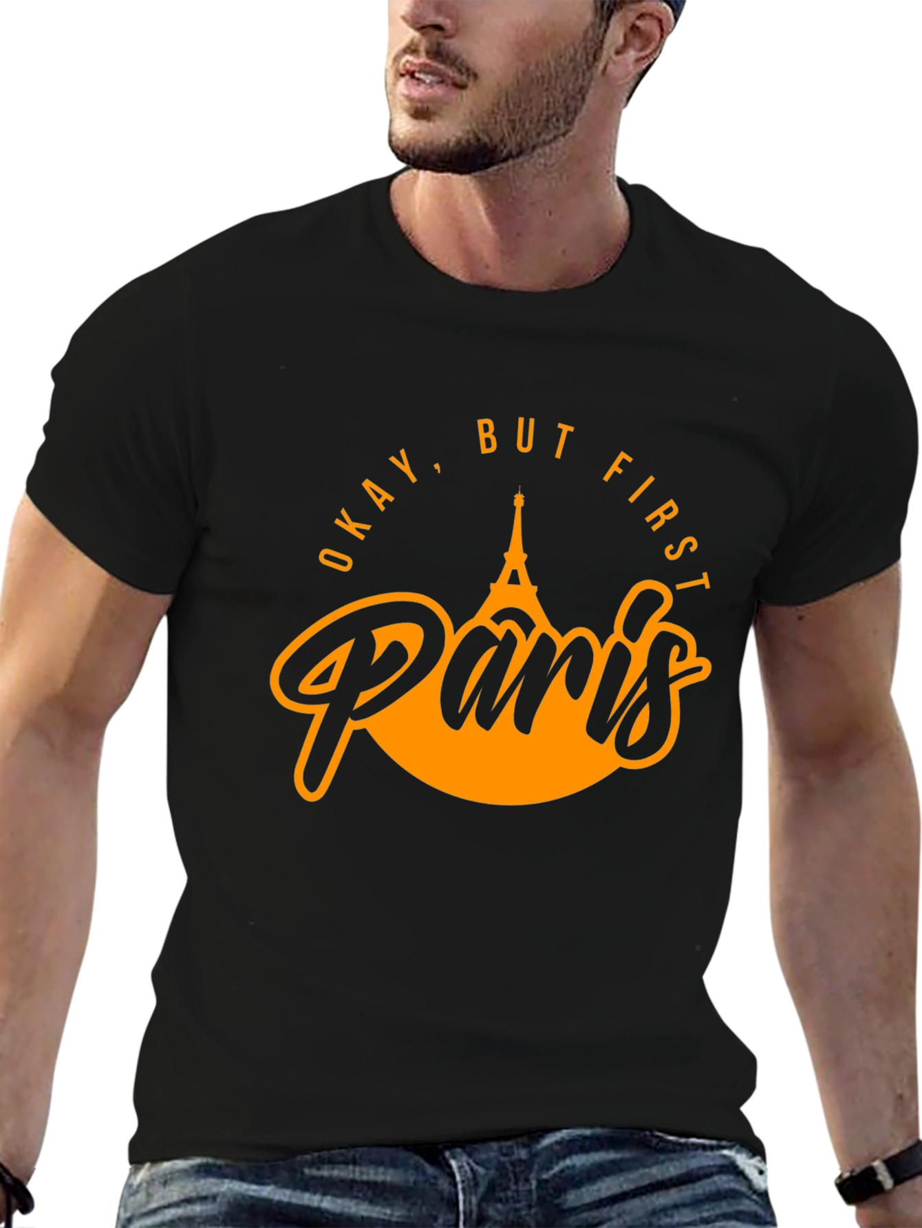 Okay But First Paris Black Graphic Tee