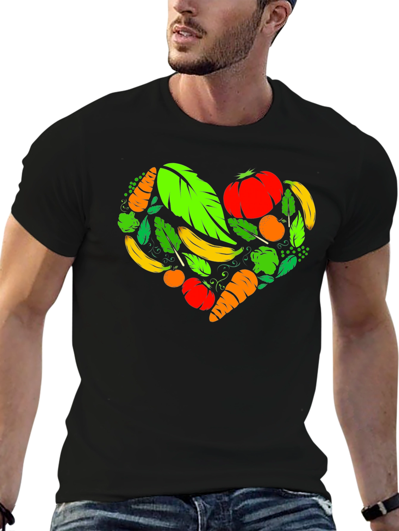 Vegan Heart Black T-Shirt - Plant Based Love