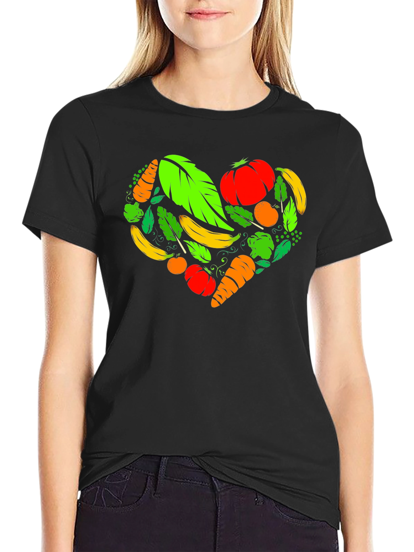 Vegan Heart Black T-Shirt - Plant Based Love