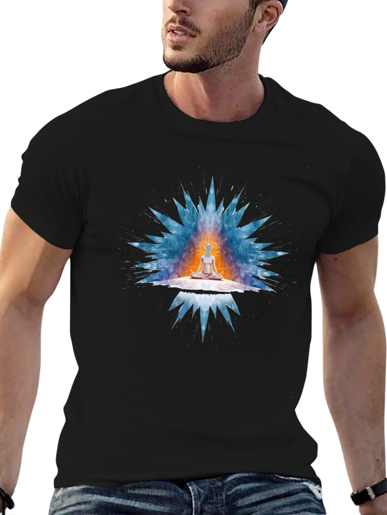 Meditative Aura Graphic Tee - Unisex Black T-Shirt