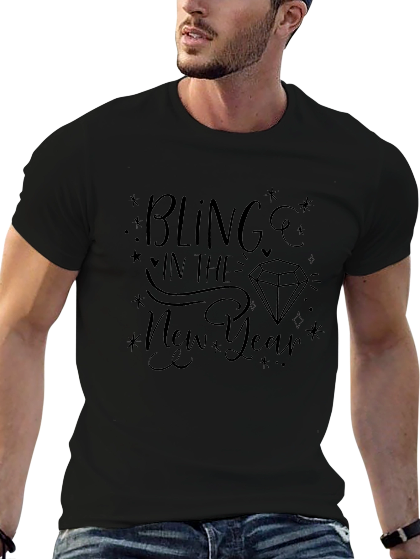 Bling in the New Year Black Graphic Tee