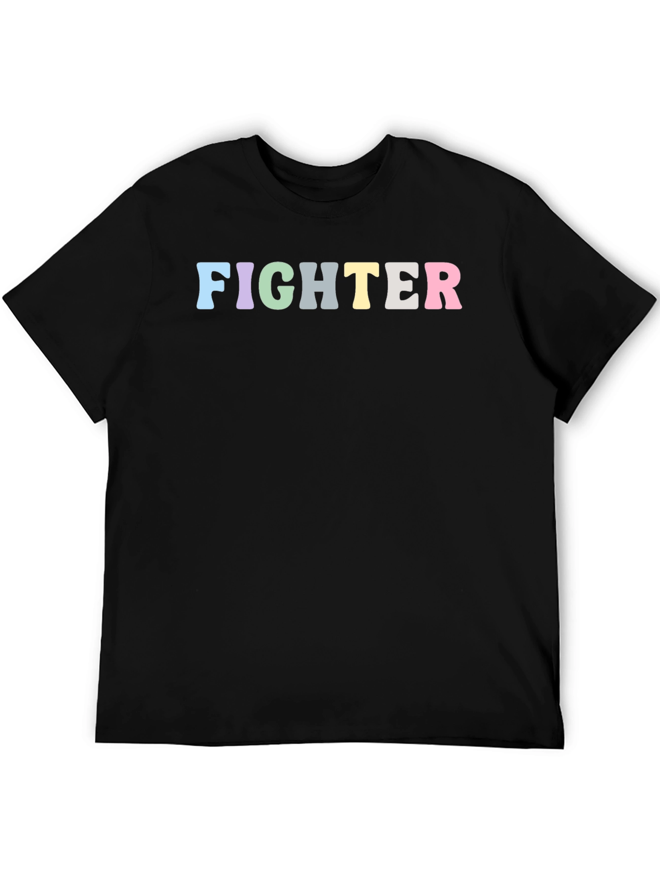 Fighter Rainbow Text Black T-Shirt