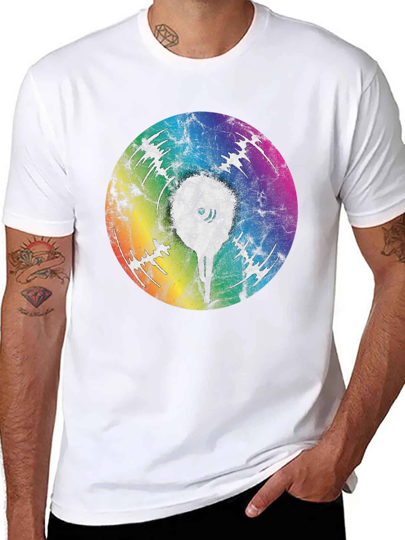 Rainbow Eye Graphic Black T-Shirt