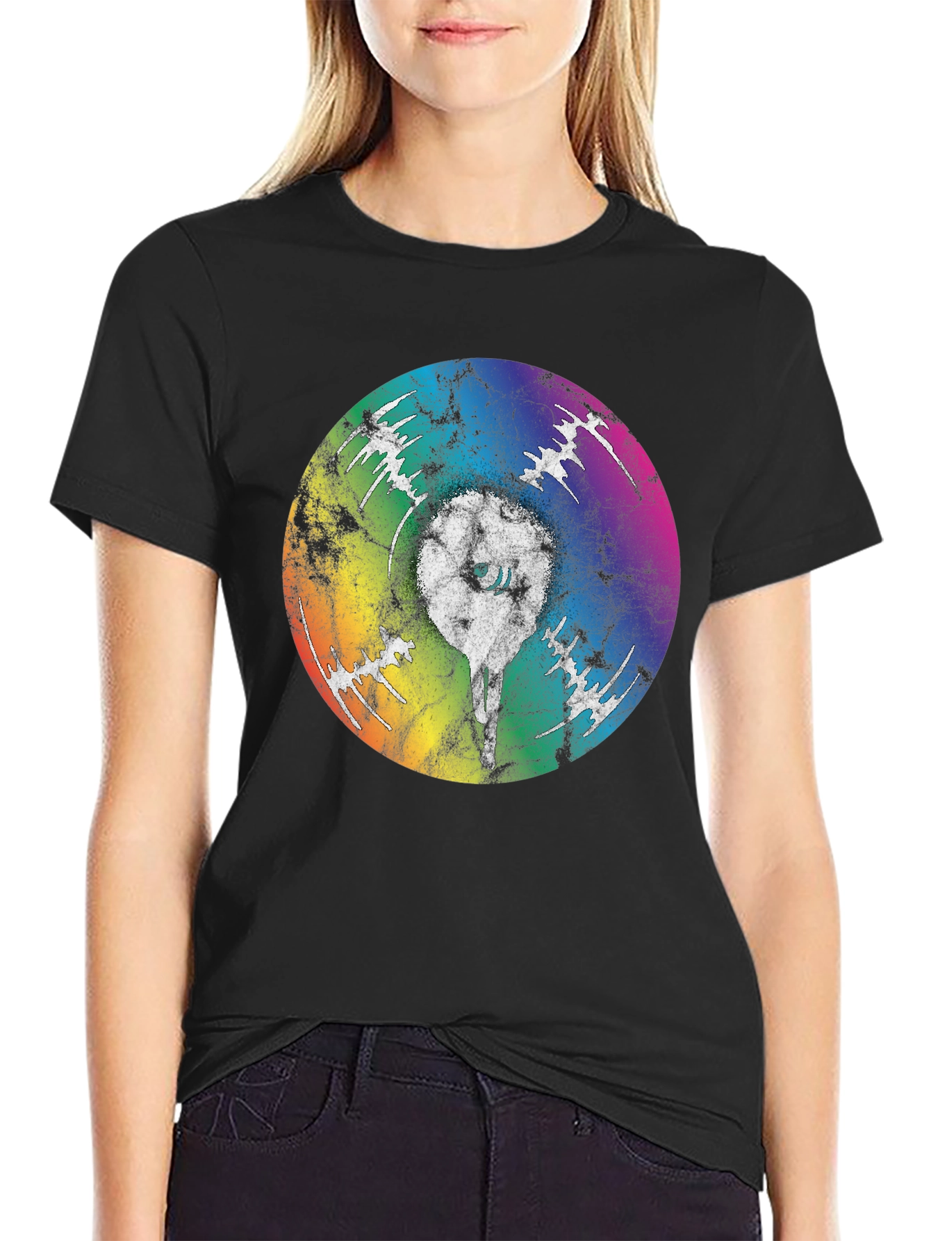 Rainbow Eye Graphic Black T-Shirt