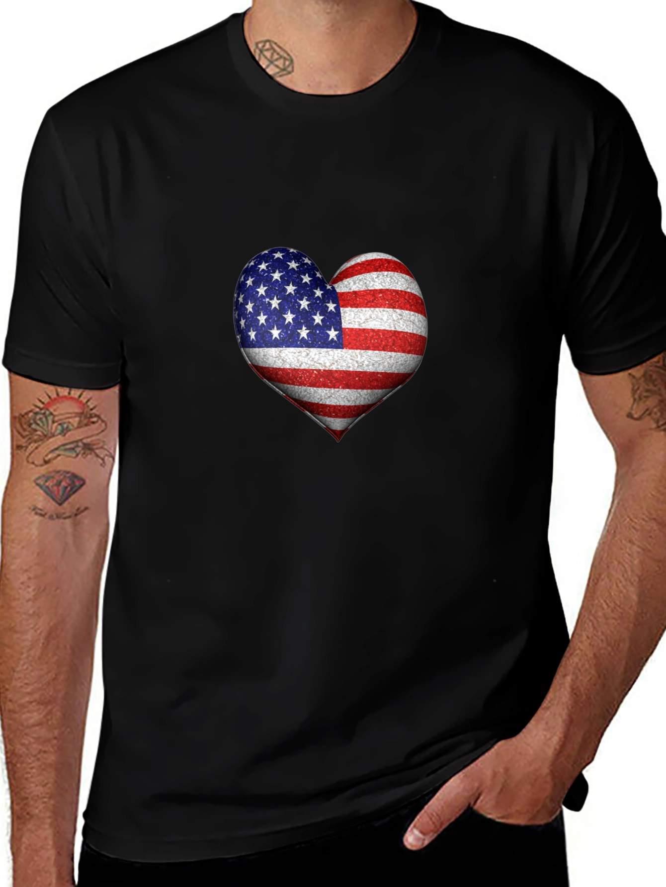 American Flag Heart Graphic T-Shirt